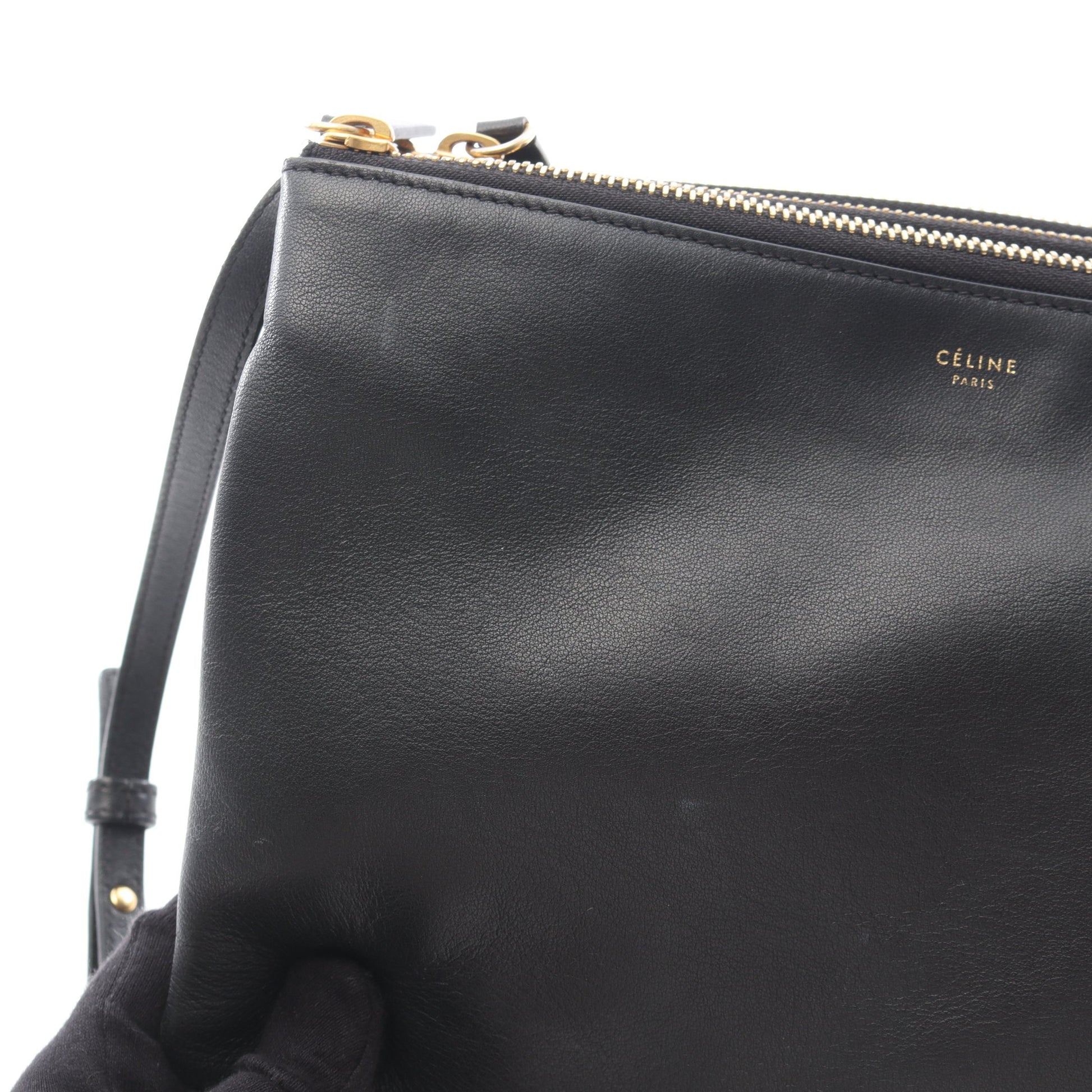 TRIO LARGE トリオ ラージ ショルダーバッグ レザー ブラック セリーヌ バッグ CELINE