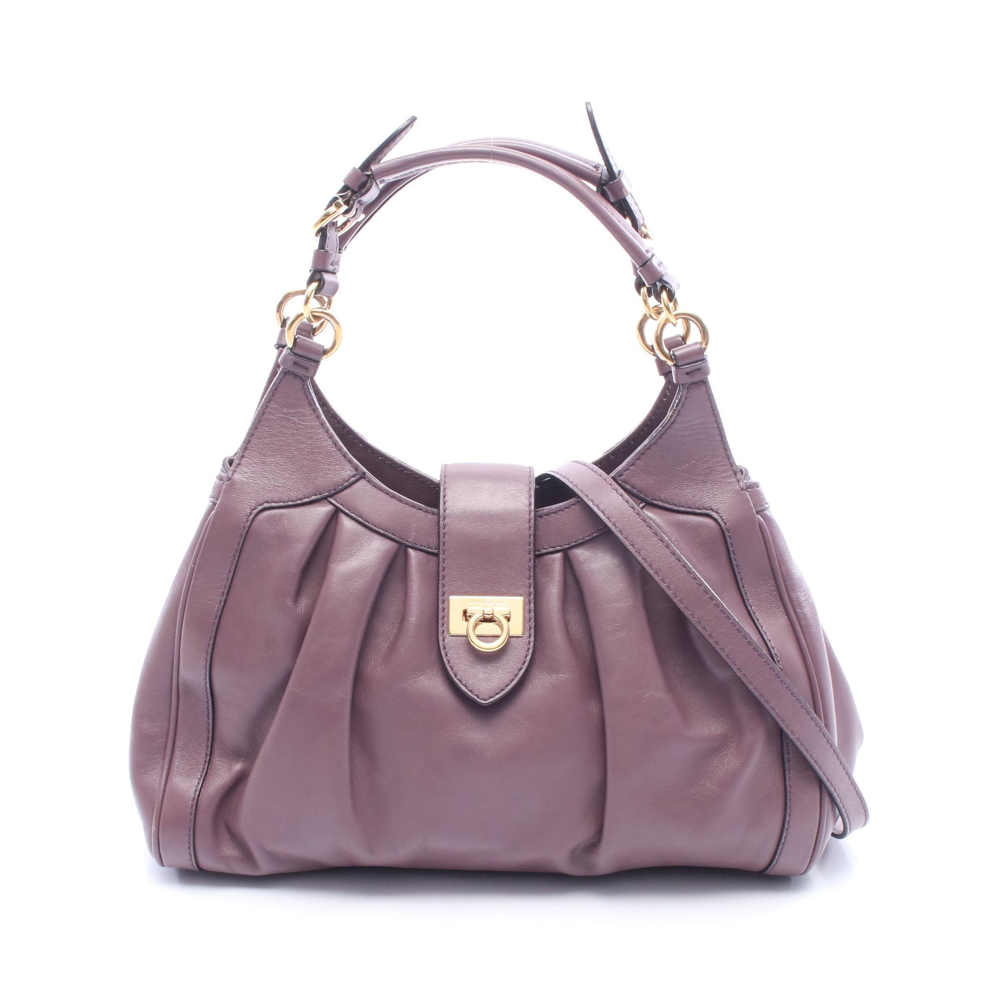 ガンチーニ 2WAY ハンドバッグ レザー パープルグレー サルヴァトーレフェラガモ バッグ Salvatore Ferragamo