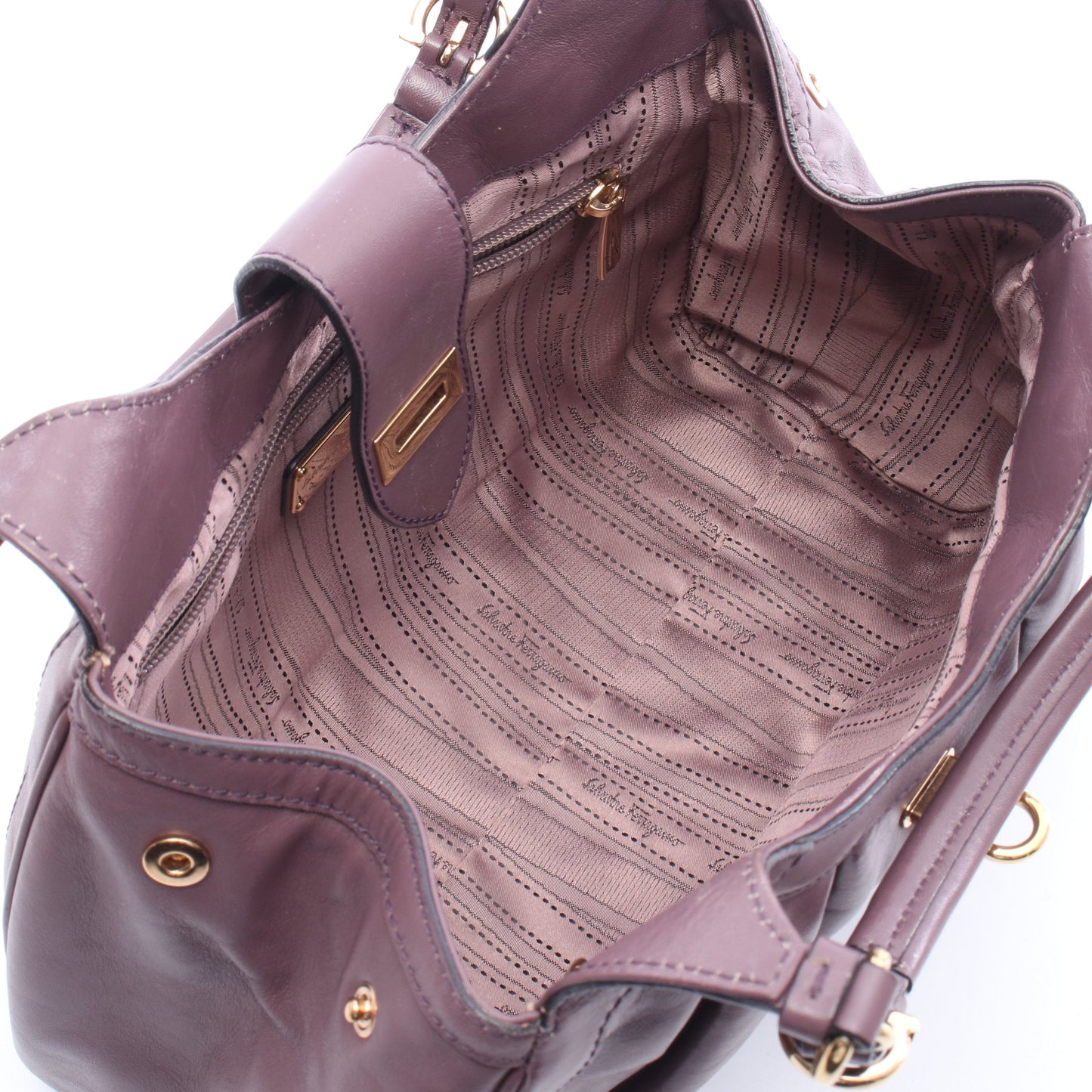 ガンチーニ 2WAY ハンドバッグ レザー パープルグレー サルヴァトーレフェラガモ バッグ Salvatore Ferragamo