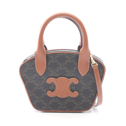 トリオンフ 2WAY ハンドバッグ PVC レザー ブラック ブラウン セリーヌ バッグ CELINE