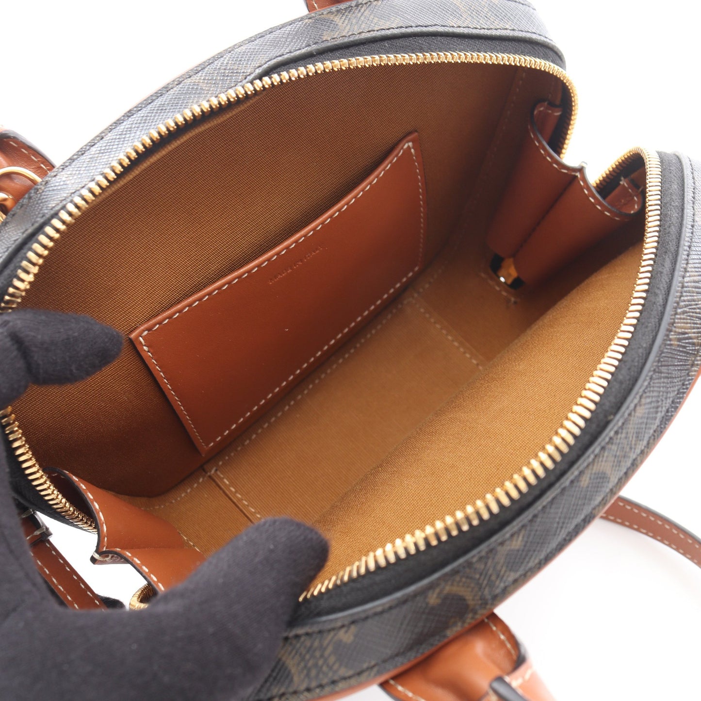 トリオンフ 2WAY ハンドバッグ PVC レザー ブラック ブラウン セリーヌ バッグ CELINE