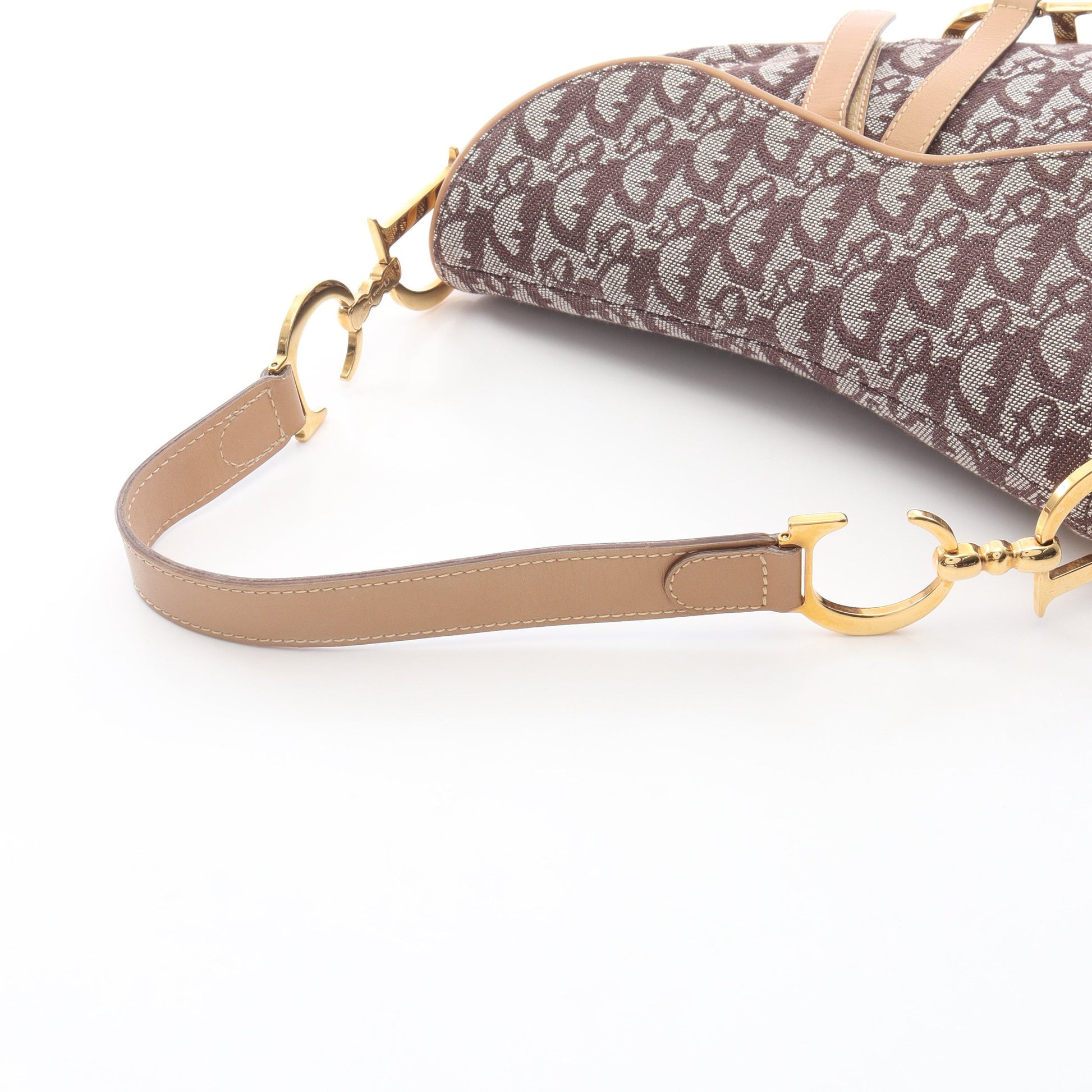 SADDLE サドル トロッター ハンドバッグ キャンバス レザー ブラウン ベージュ クリスチャンディオール バッグ Christian Dior