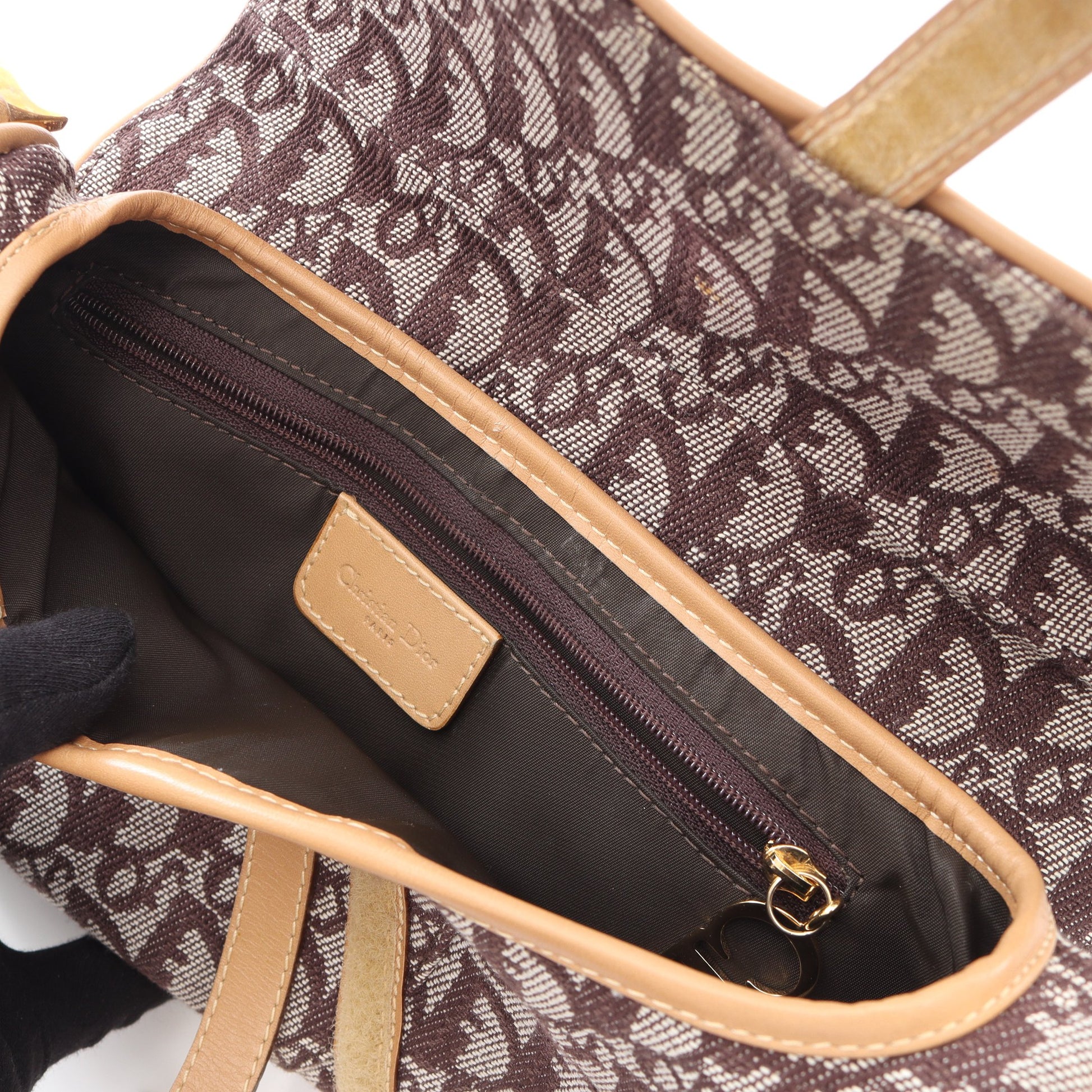 SADDLE サドル トロッター ハンドバッグ キャンバス レザー ブラウン ベージュ クリスチャンディオール バッグ Christian Dior