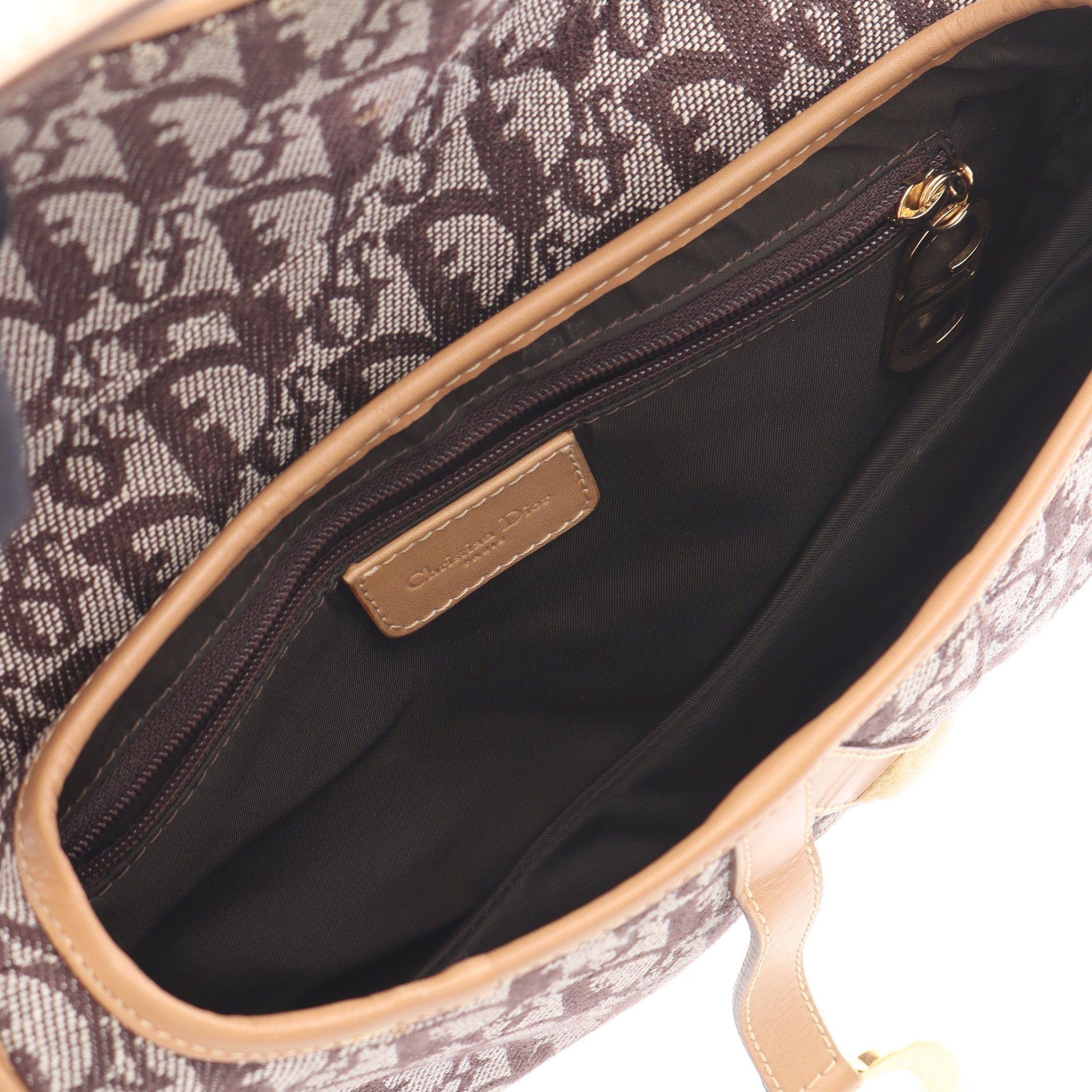 SADDLE サドル トロッター ハンドバッグ キャンバス レザー ブラウン ベージュ クリスチャンディオール バッグ Christian Dior