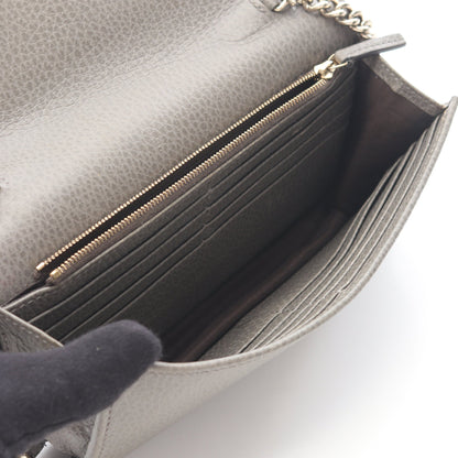 インターロッキングG チェーンウォレット レザー グレー グッチ バッグ GUCCI