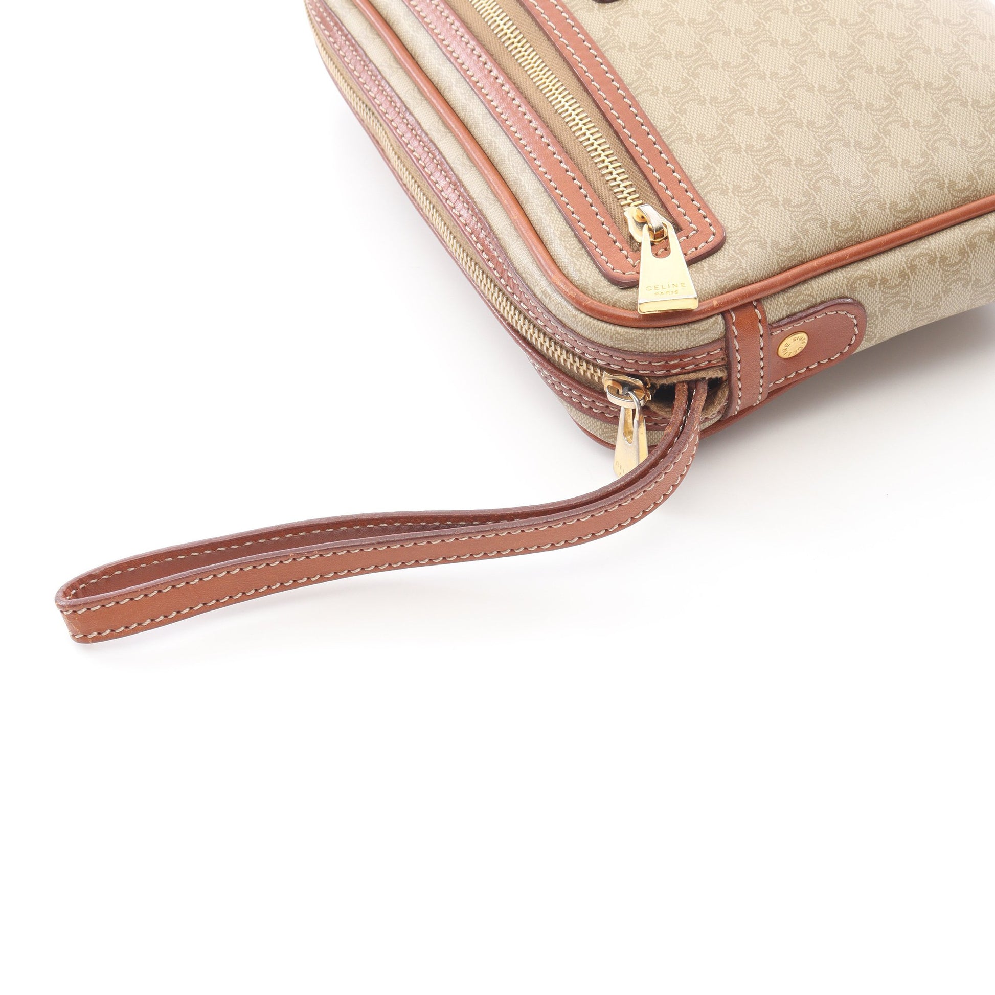 マカダム クラッチバッグ PVC レザー ベージュ ライトブラウン セリーヌ バッグ CELINE