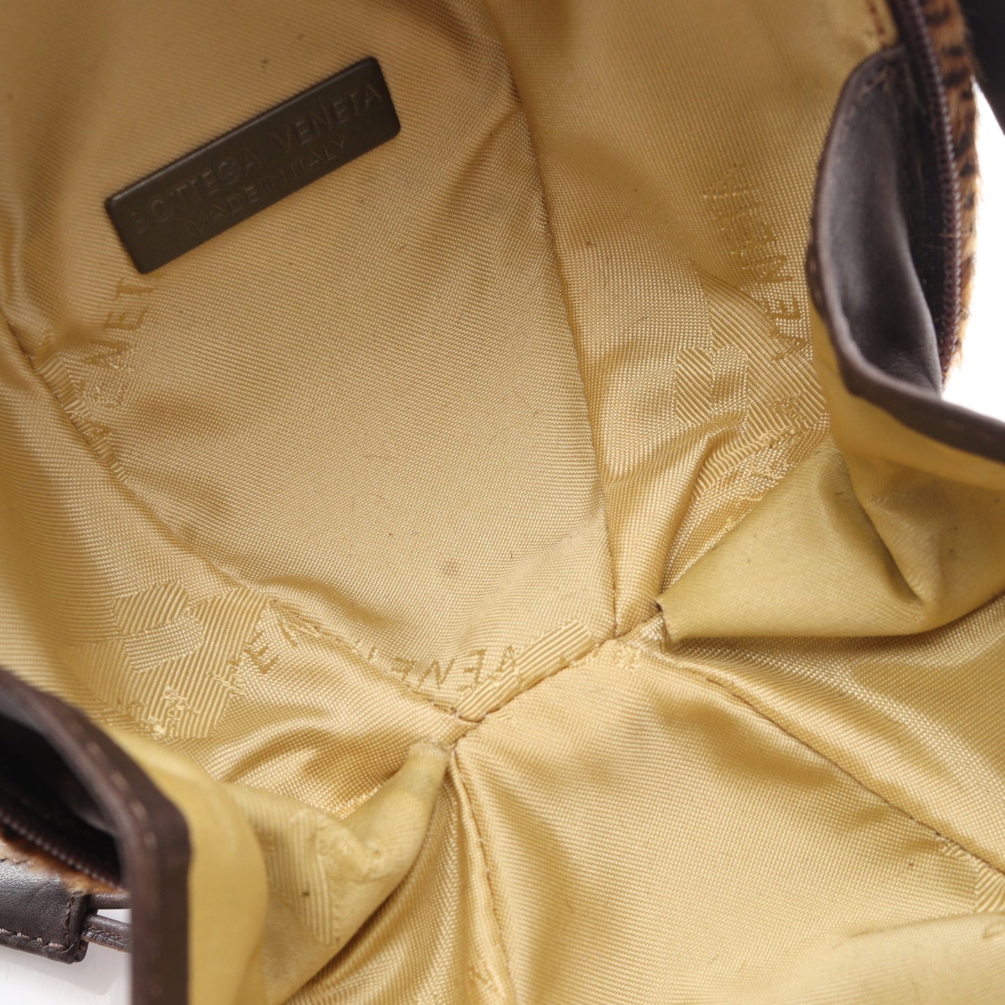 レオパード ハンドバッグ ハラコ レザー ブラウン ボッテガヴェネタ バッグ BOTTEGA VENETA