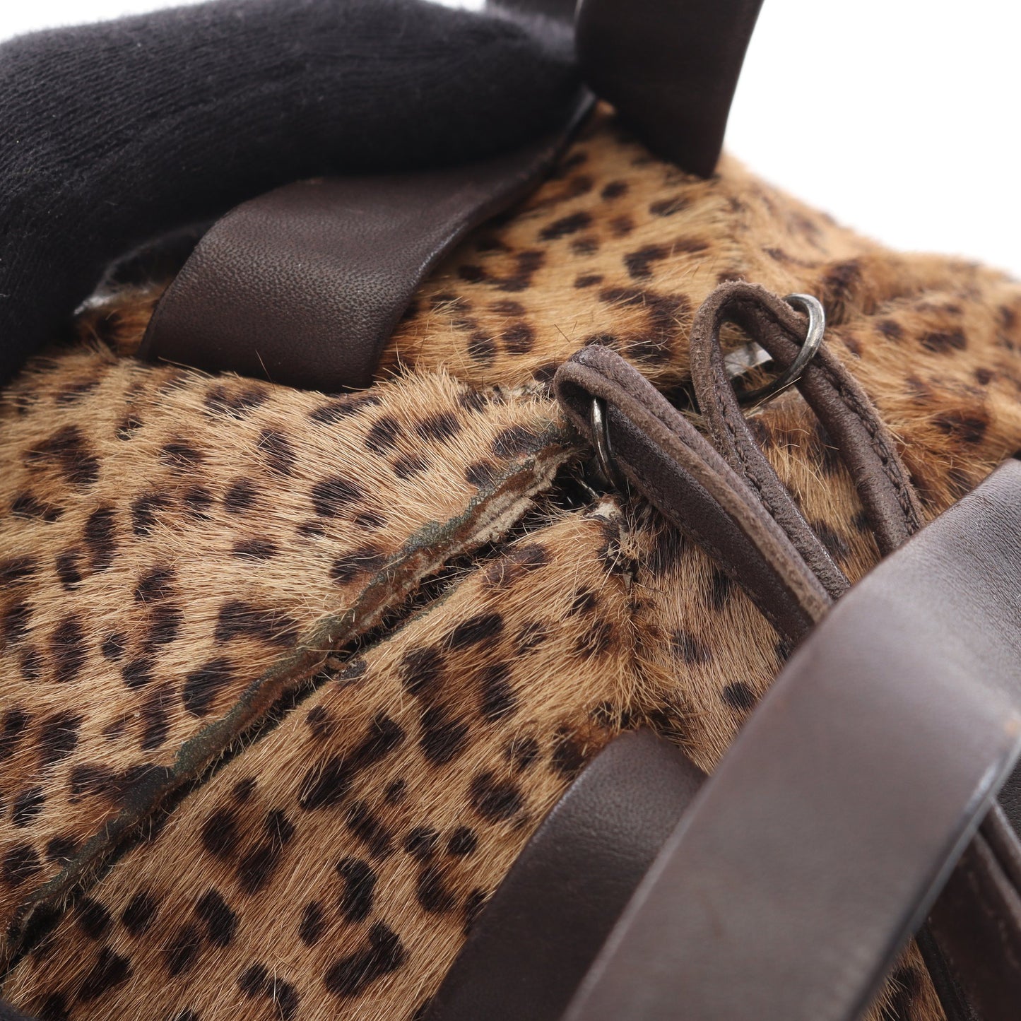 レオパード ハンドバッグ ハラコ レザー ブラウン ボッテガヴェネタ バッグ BOTTEGA VENETA