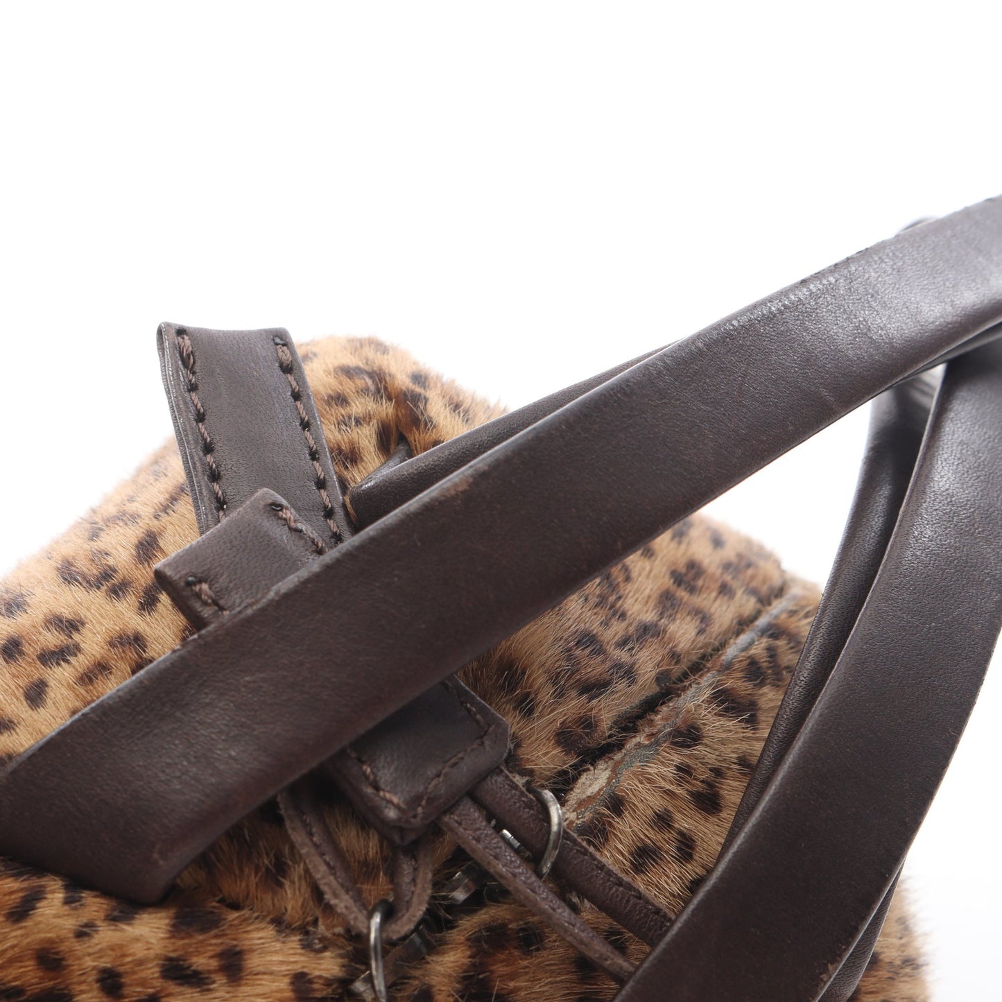 レオパード ハンドバッグ ハラコ レザー ブラウン ボッテガヴェネタ バッグ BOTTEGA VENETA