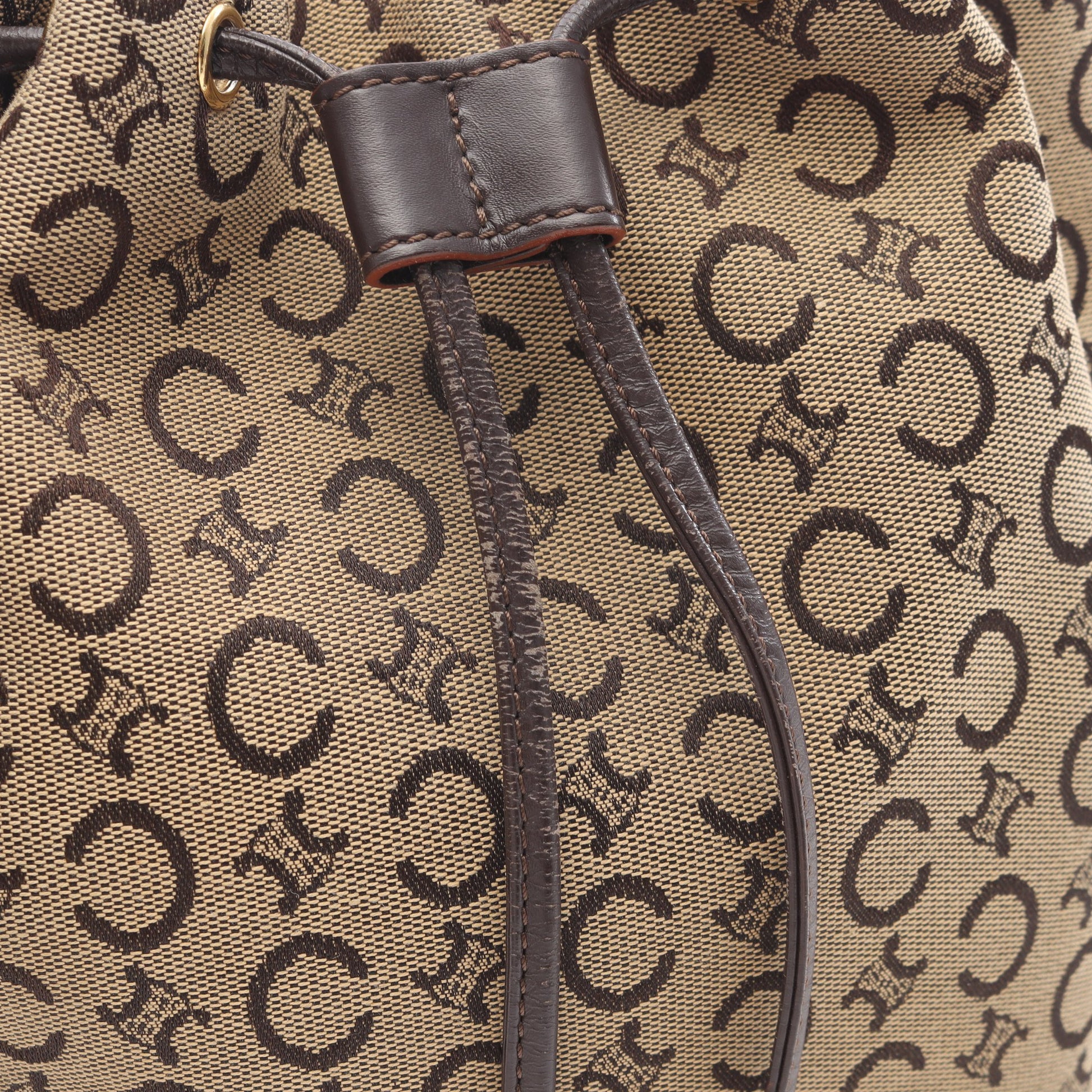 Cマカダム ショルダーバッグ キャンバス レザー ベージュ ダークブラウン セリーヌ バッグ CELINE