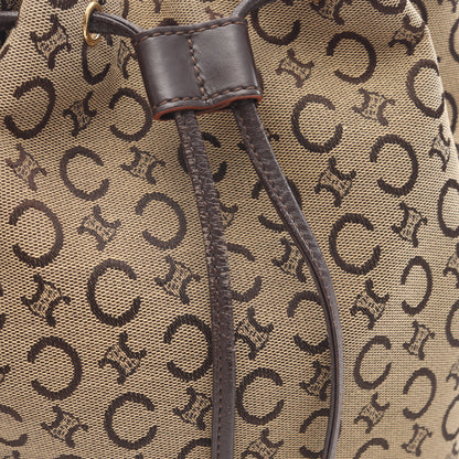 Cマカダム ショルダーバッグ キャンバス レザー ベージュ ダークブラウン セリーヌ バッグ CELINE