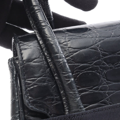 ヴァラ クロコ型押し ハンドバッグ レザー ダークネイビー サルヴァトーレフェラガモ バッグ Salvatore Ferragamo