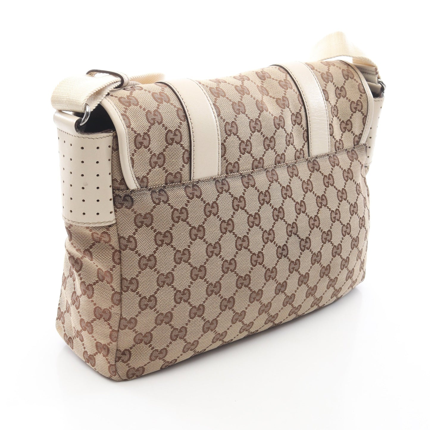 GGキャンバス ショルダーバッグ キャンバス レザー ベージュ アイボリー グッチ バッグ GUCCI