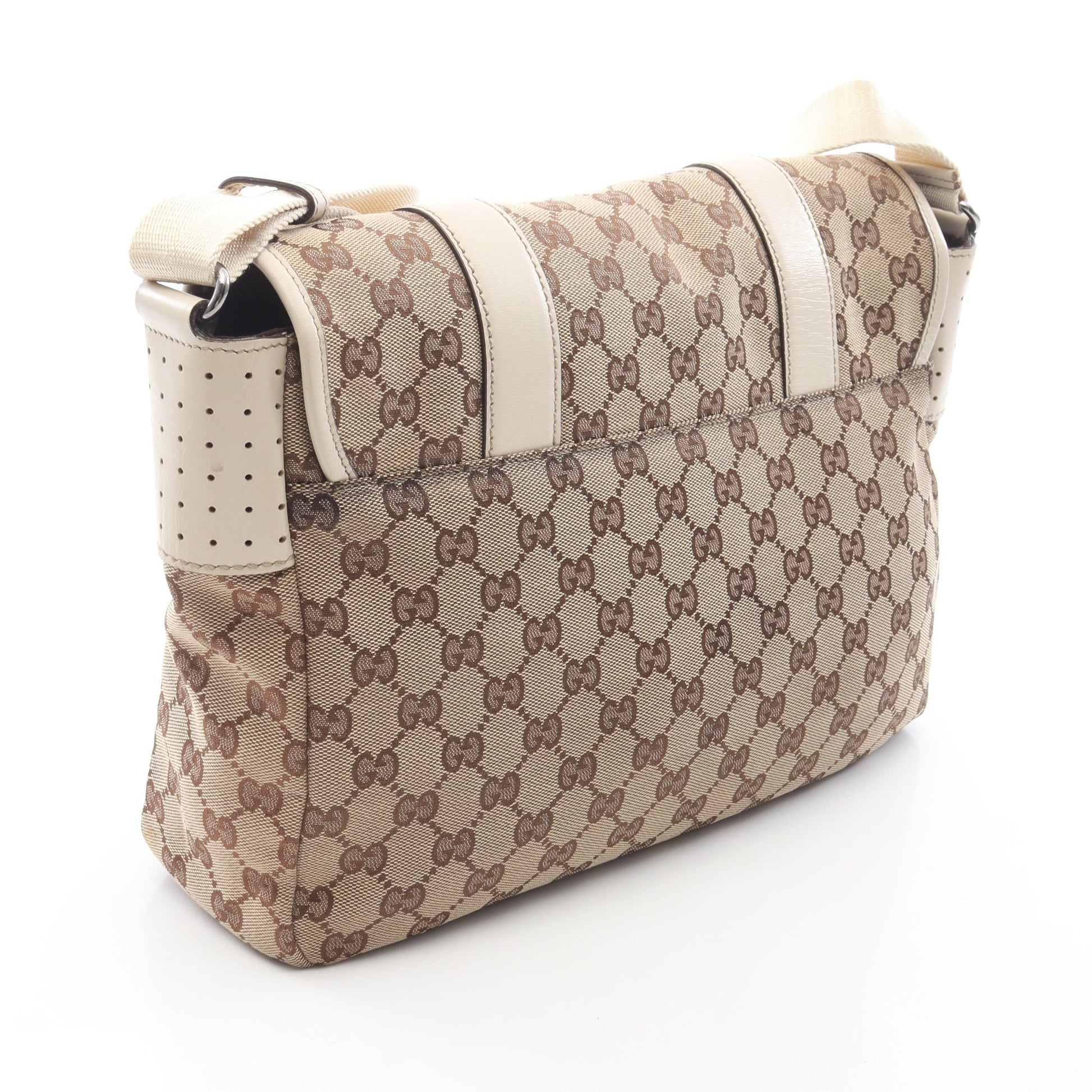 GGキャンバス ショルダーバッグ キャンバス レザー ベージュ アイボリー グッチ バッグ GUCCI
