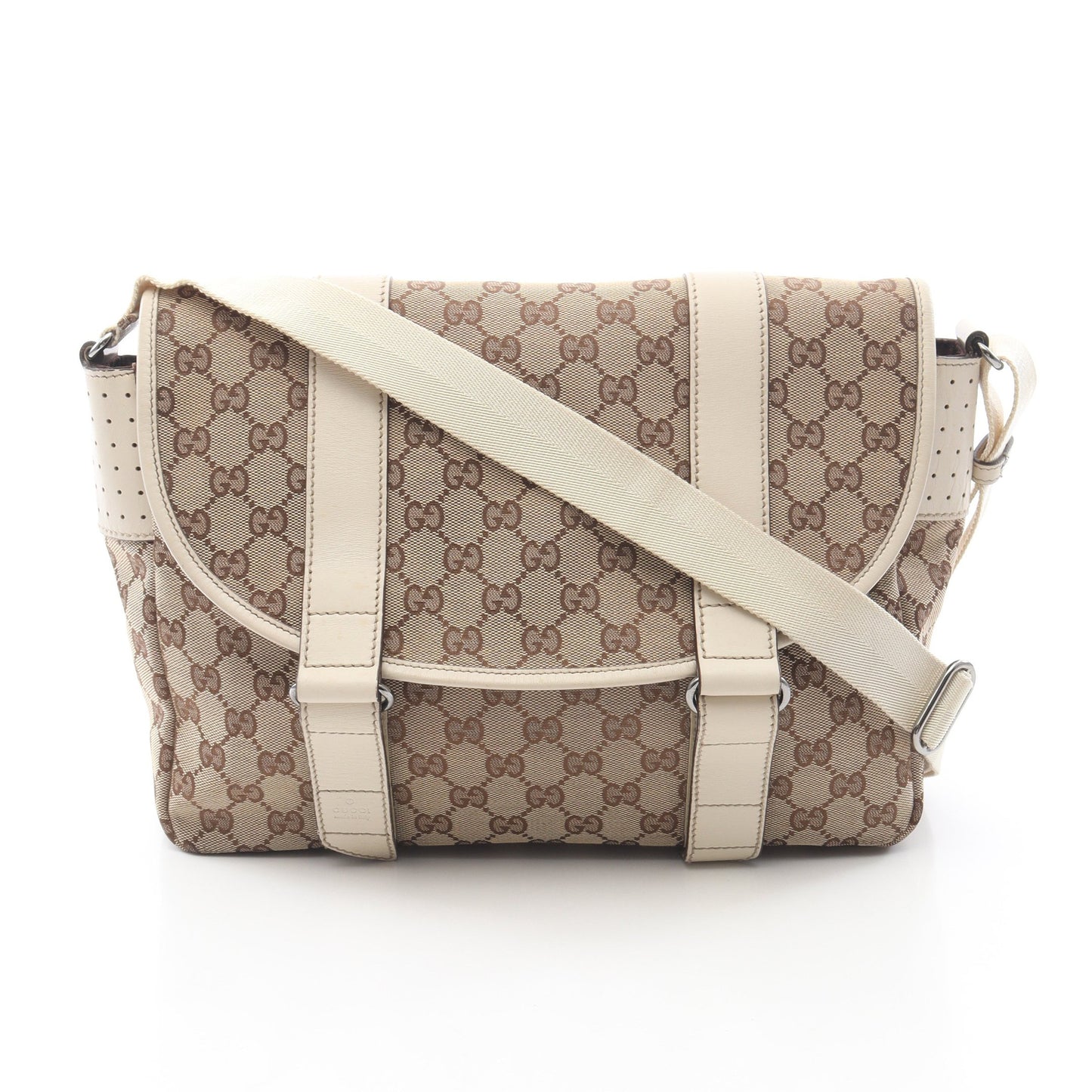 GGキャンバス ショルダーバッグ キャンバス レザー ベージュ アイボリー グッチ バッグ GUCCI