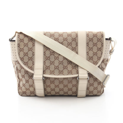 GGキャンバス ショルダーバッグ キャンバス レザー ベージュ アイボリー グッチ バッグ GUCCI