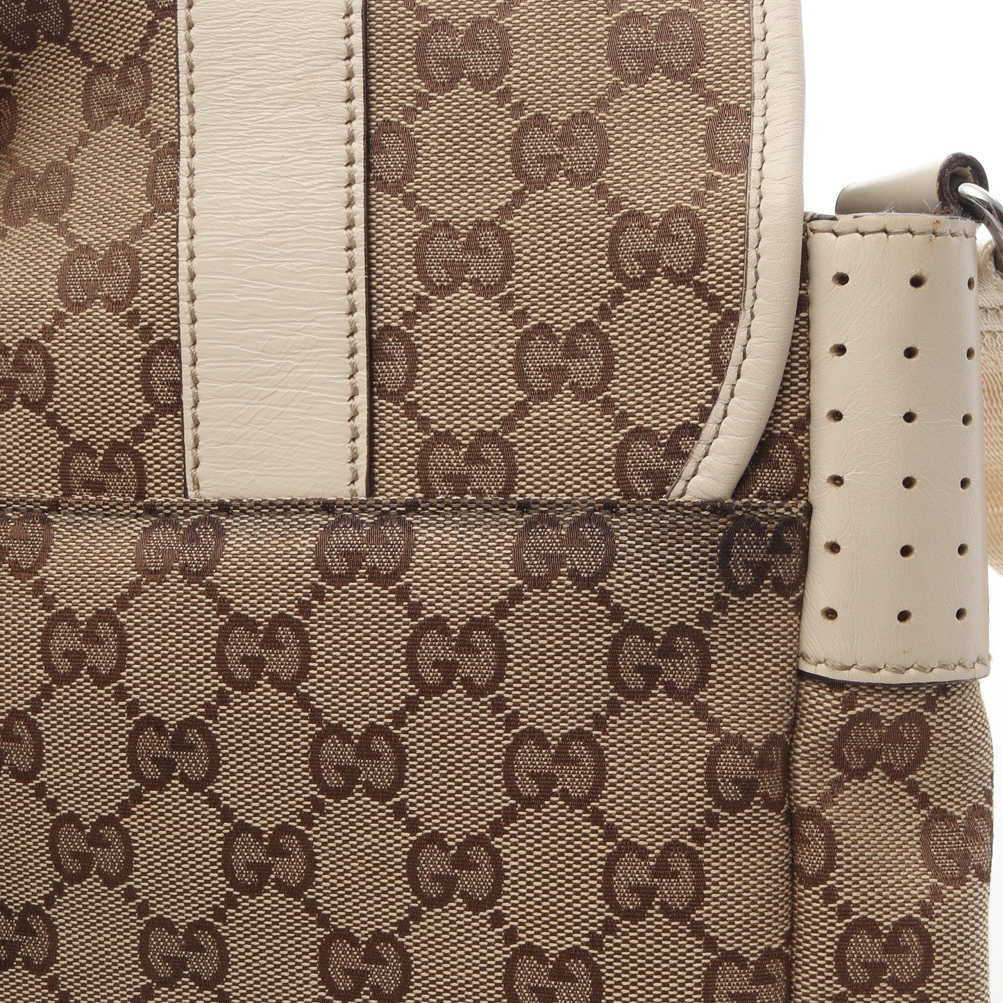 GGキャンバス ショルダーバッグ キャンバス レザー ベージュ アイボリー グッチ バッグ GUCCI