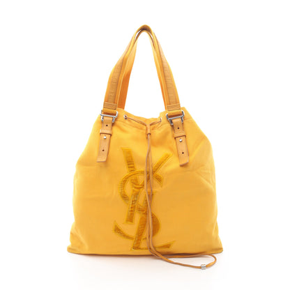 カハラ ハンドバッグ トートバッグ キャンバス レザー ベロア オレンジイエロー イヴサンローランリヴゴーシュ バッグ Yves Saint Laurent rive gauche