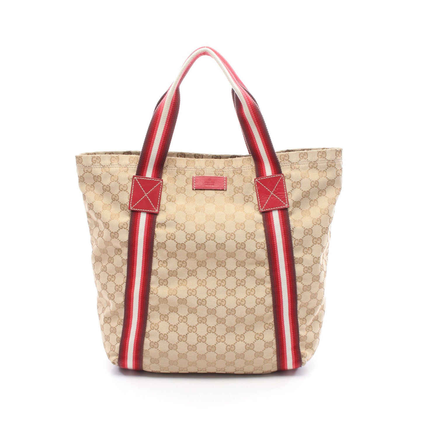 GGクリスタル ハンドバッグ トートバッグ キャンバス レザー ベージュ レッド マルチカラー グッチ バッグ GUCCI