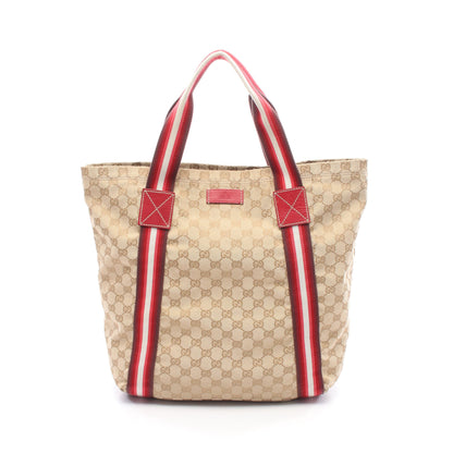 GGクリスタル ハンドバッグ トートバッグ キャンバス レザー ベージュ レッド マルチカラー グッチ バッグ GUCCI
