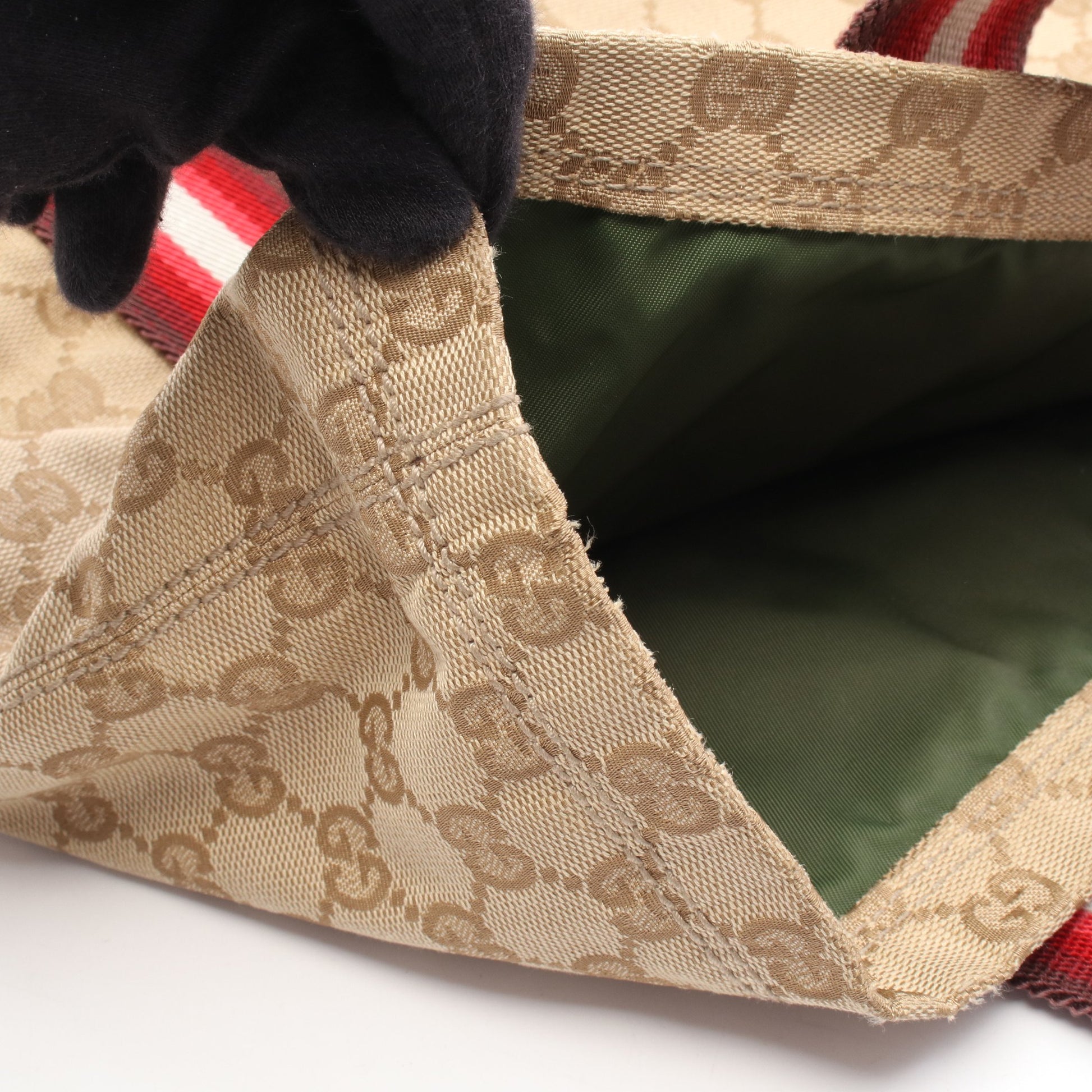 GGクリスタル ハンドバッグ トートバッグ キャンバス レザー ベージュ レッド マルチカラー グッチ バッグ GUCCI