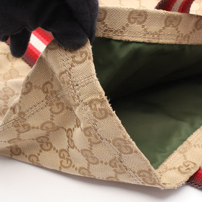 GGクリスタル ハンドバッグ トートバッグ キャンバス レザー ベージュ レッド マルチカラー グッチ バッグ GUCCI