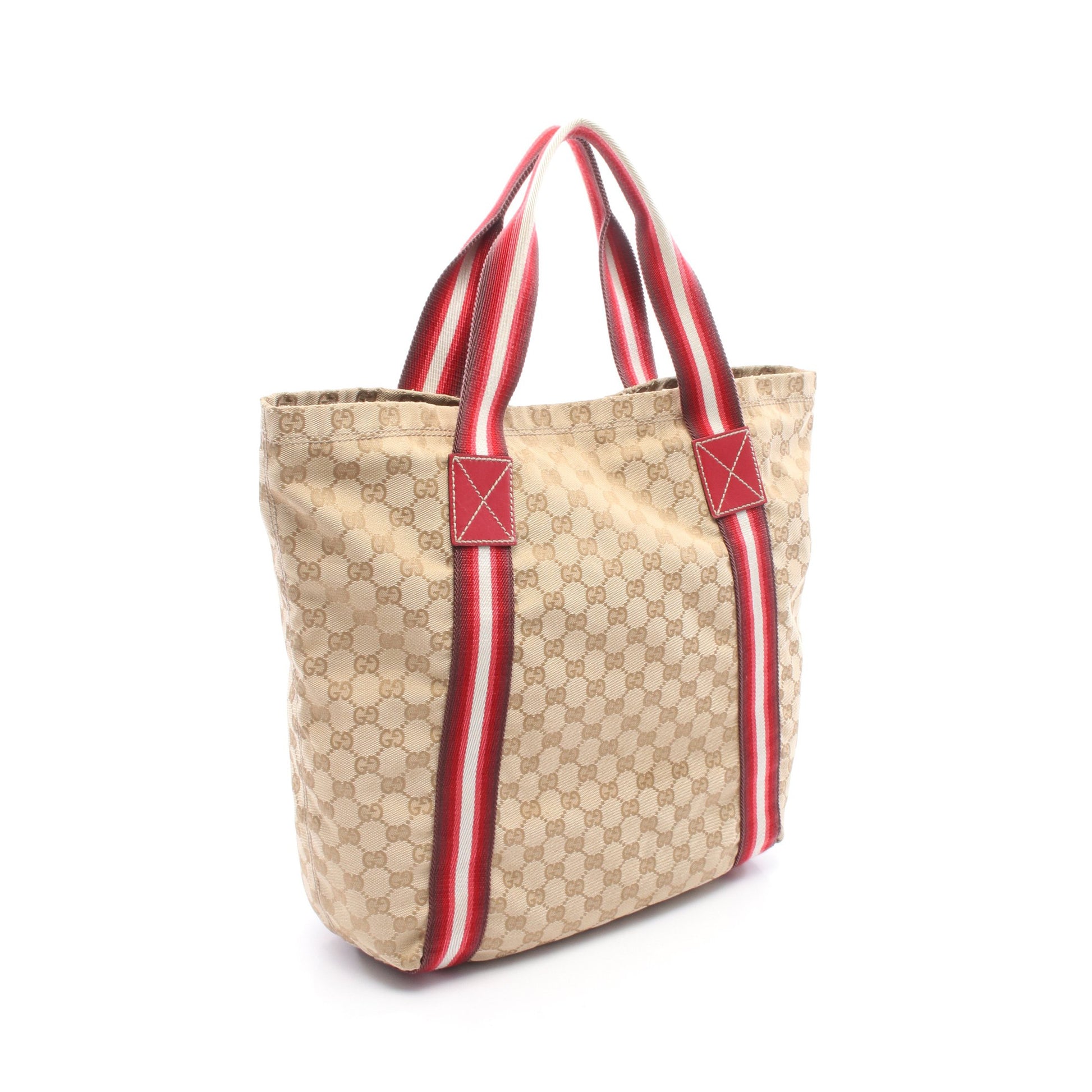 GGクリスタル ハンドバッグ トートバッグ キャンバス レザー ベージュ レッド マルチカラー グッチ バッグ GUCCI