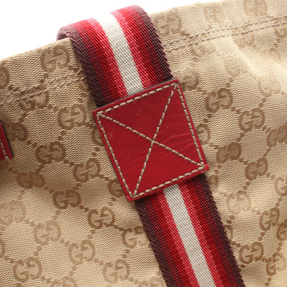 GGクリスタル ハンドバッグ トートバッグ キャンバス レザー ベージュ レッド マルチカラー グッチ バッグ GUCCI