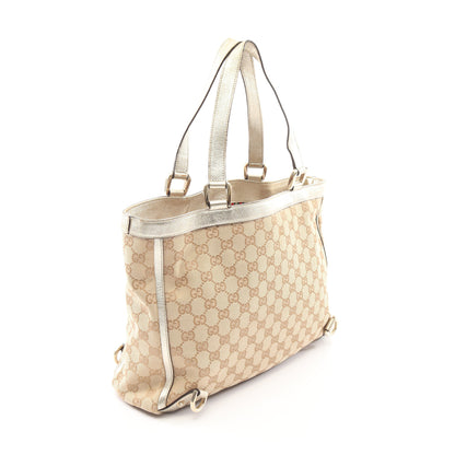 アビー GGキャンバス ハンドバッグ トートバッグ キャンバス レザー ベージュ シルバー グッチ バッグ GUCCI