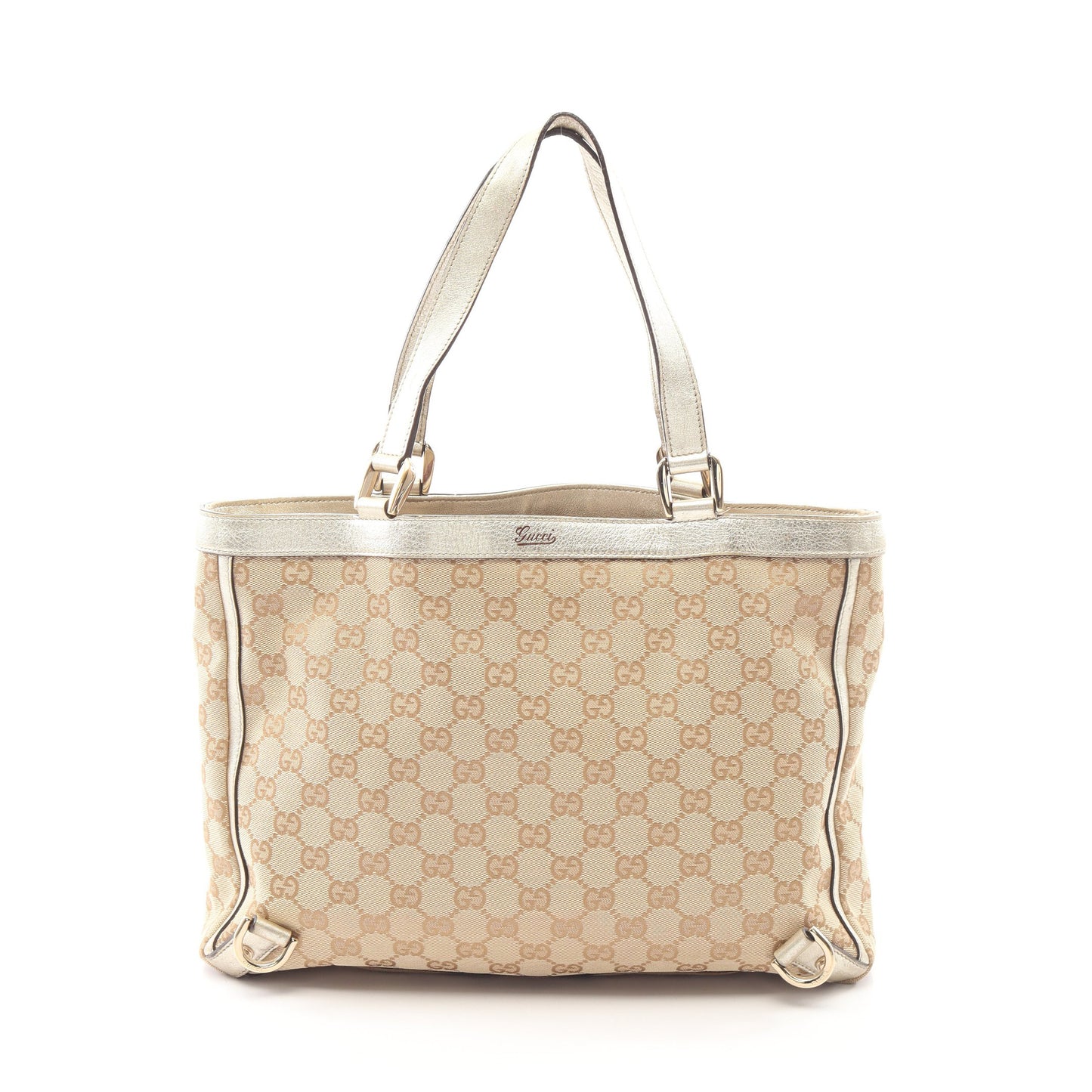 アビー GGキャンバス ハンドバッグ トートバッグ キャンバス レザー ベージュ シルバー グッチ バッグ GUCCI