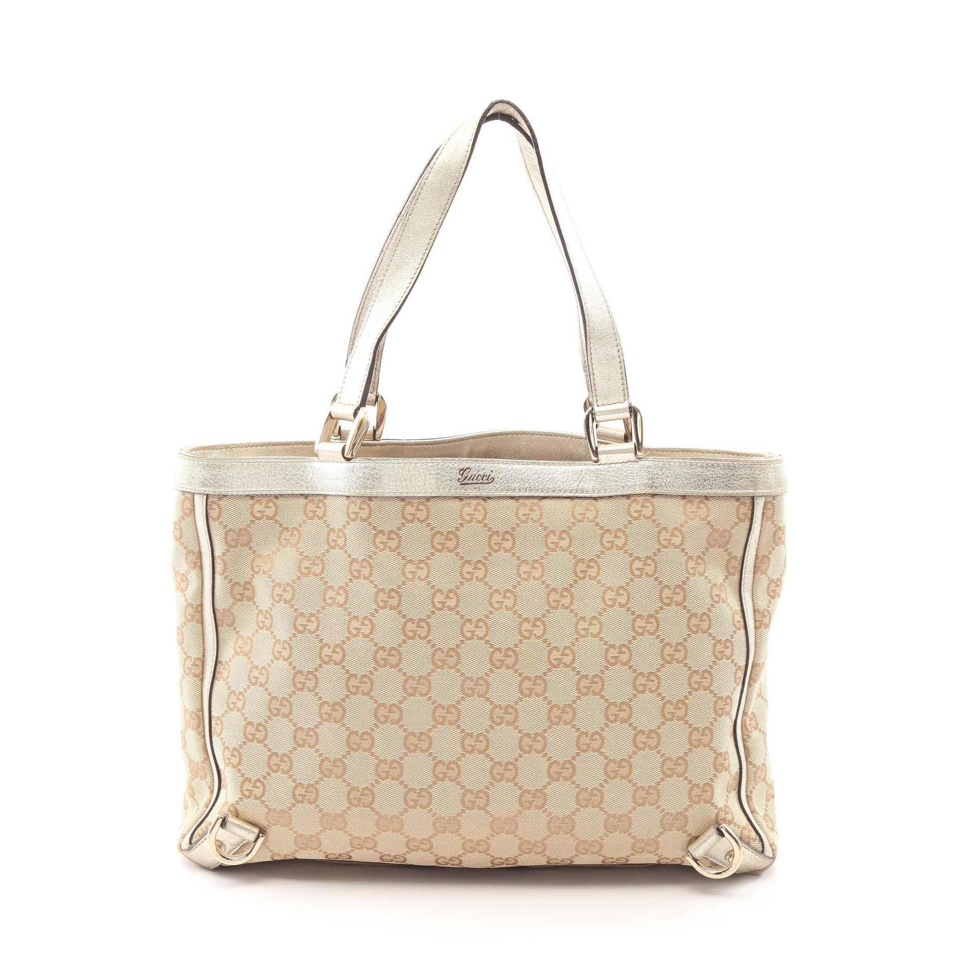 アビー GGキャンバス ハンドバッグ トートバッグ キャンバス レザー ベージュ シルバー グッチ バッグ GUCCI