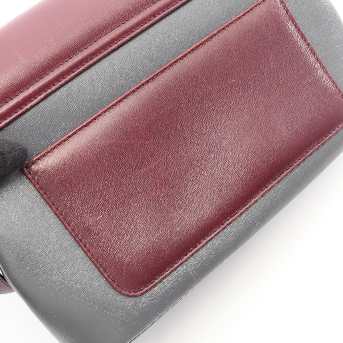 ショルダーバッグ レザー グレー ボルドー ブルガリ バッグ BVLGARI
