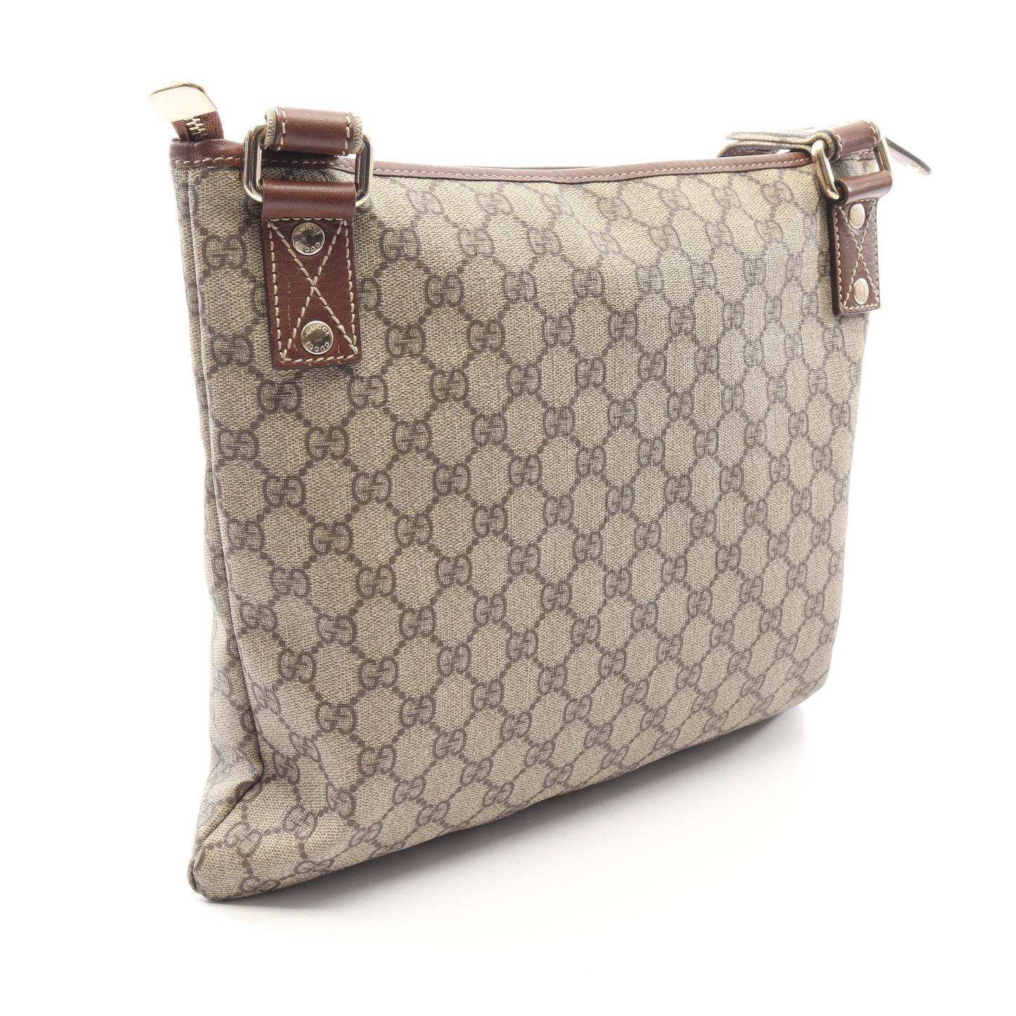 GGスプリーム シェリーライン ショルダーバッグ PVC レザー ベージュ ダークブラウン グッチ バッグ GUCCI