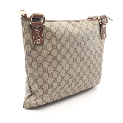 GGスプリーム シェリーライン ショルダーバッグ PVC レザー ベージュ ダークブラウン グッチ バッグ GUCCI