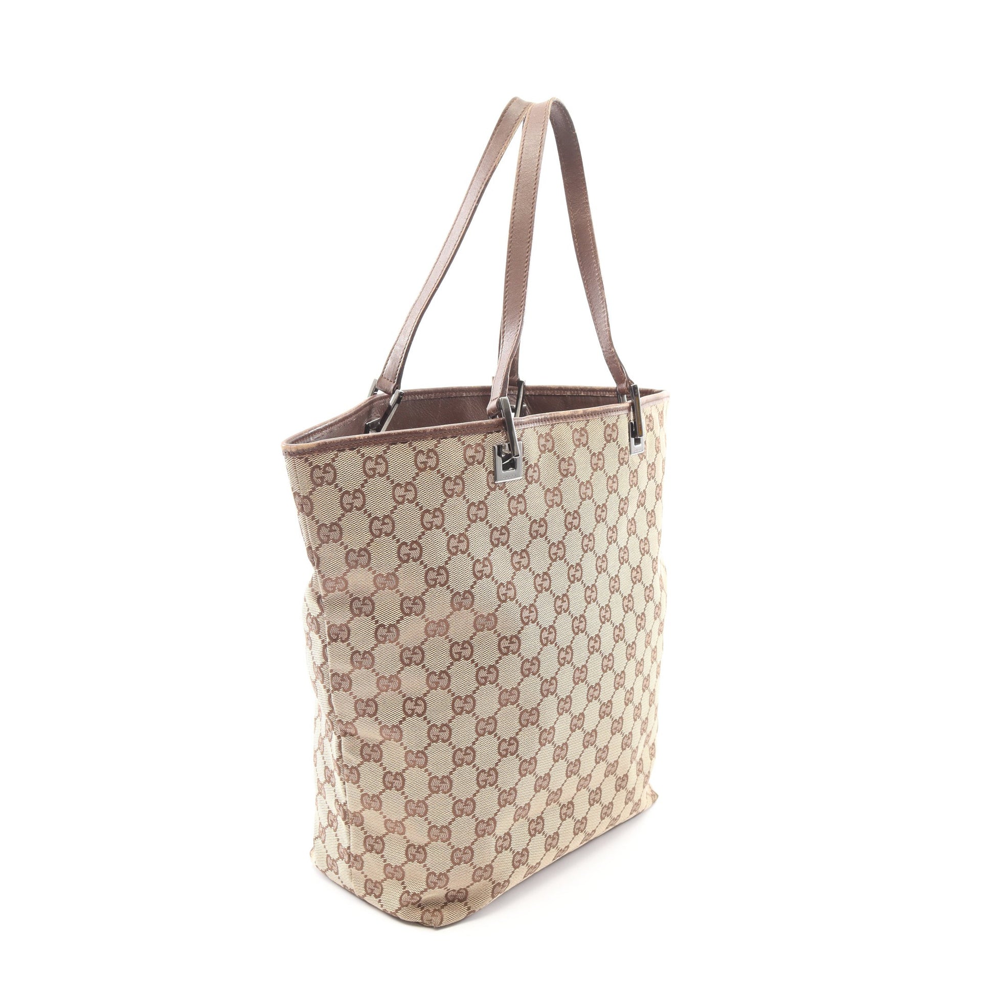 GGキャンバス ショルダーバッグ トートバッグ キャンバス レザー ベージュ ダークブラウン グッチ バッグ GUCCI