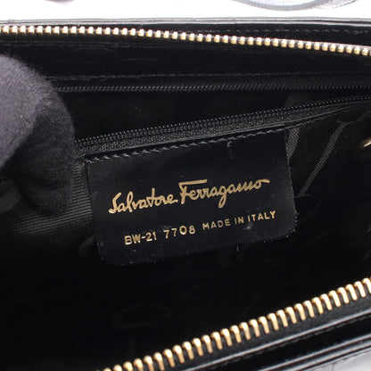 ガンチーニ クロコ型押し ショルダーバッグ トートバッグ レザー ブラック サルヴァトーレフェラガモ バッグ Salvatore Ferragamo