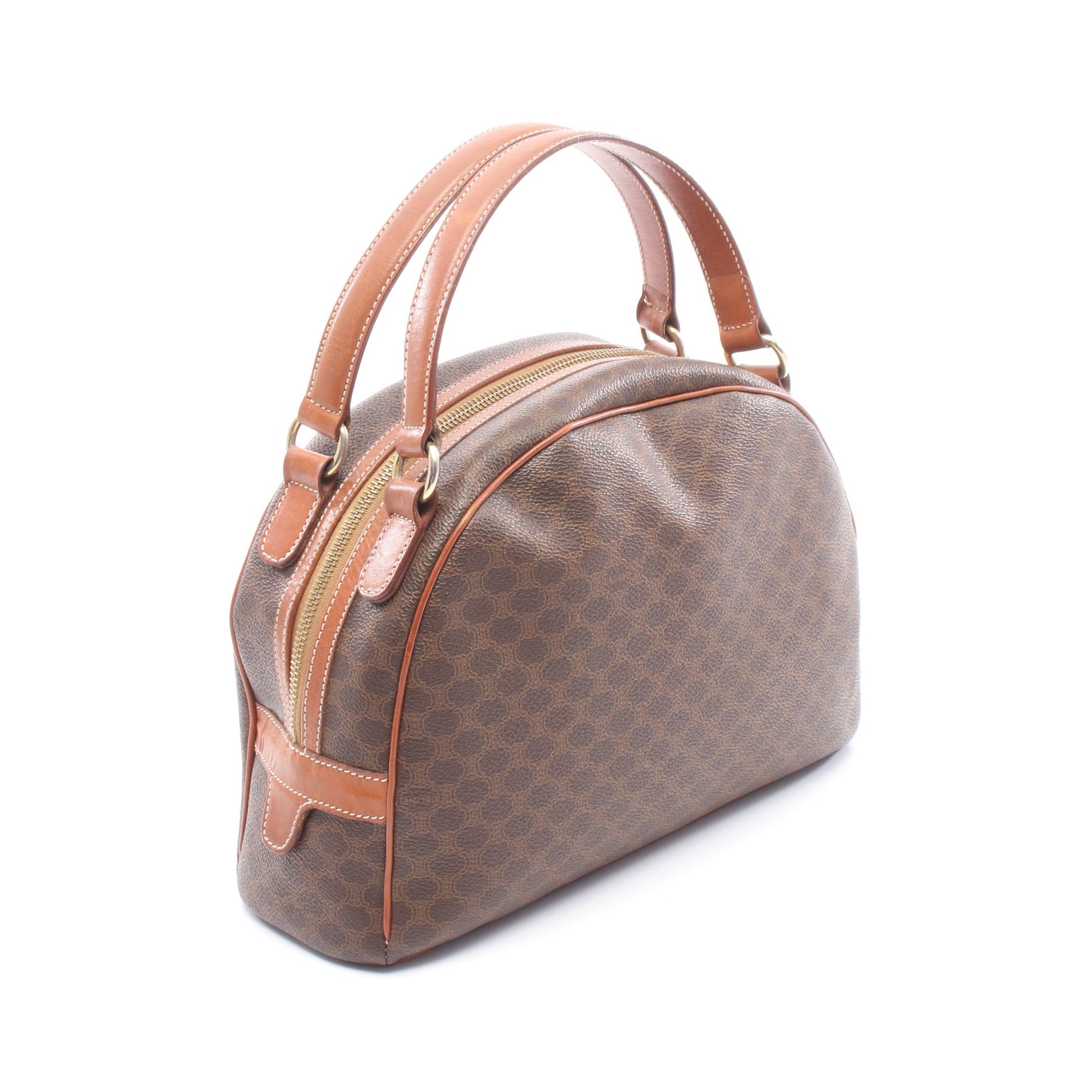 マカダム ハンドバッグ PVC レザー ダークブラウン ブラウン セリーヌ バッグ CELINE