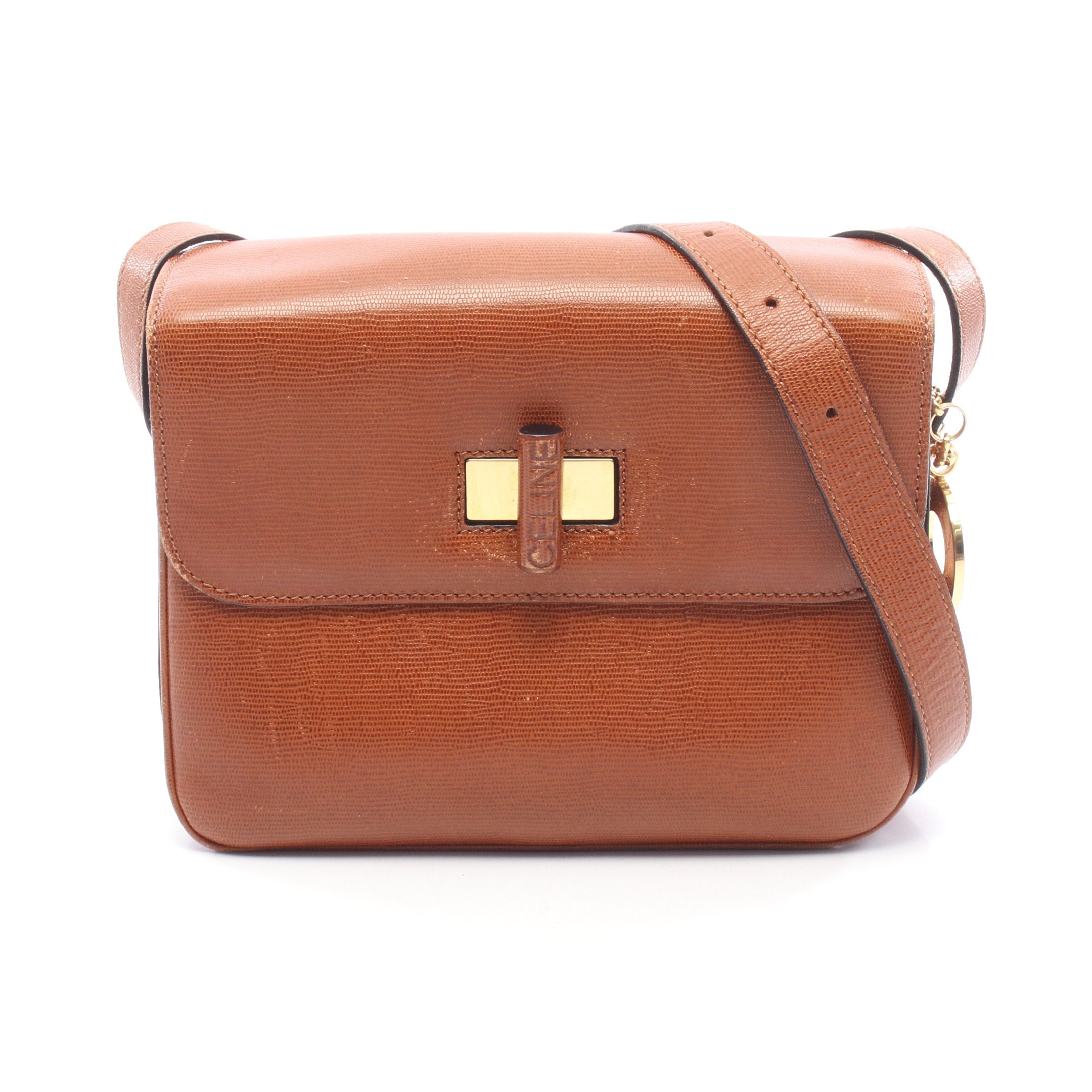 CELINE ブラウンレザーショルダーバッグ ショルダーバッグ レザー ブラウン セリーヌ – RECLO