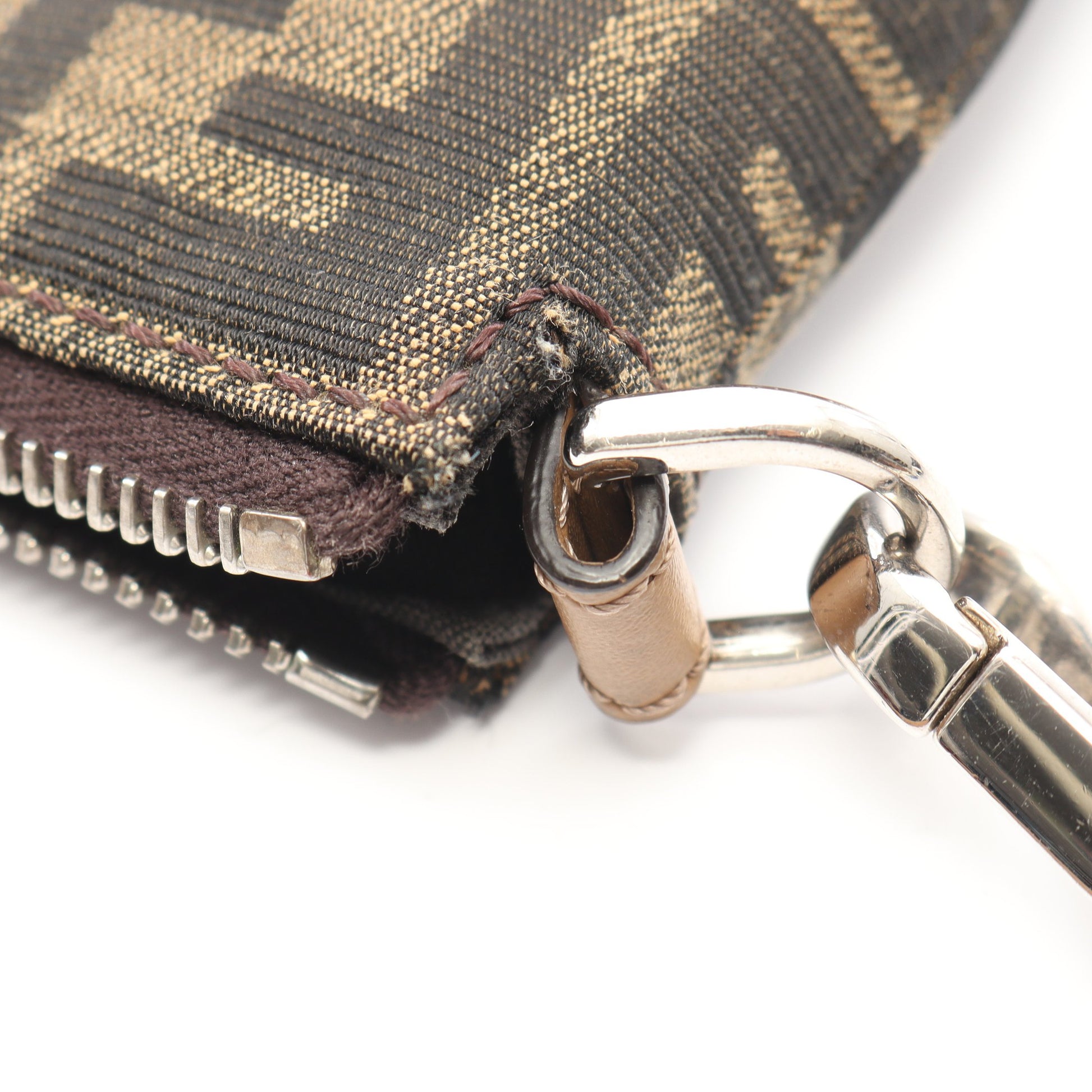 ズッカ ショルダーバッグ キャンバス レザー ブラウン ベージュ フェンディ バッグ FENDI