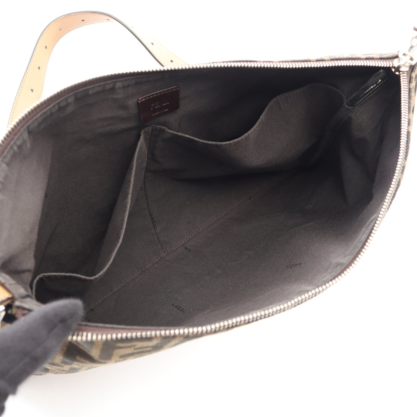 ズッカ ショルダーバッグ キャンバス レザー ブラウン ベージュ フェンディ バッグ FENDI