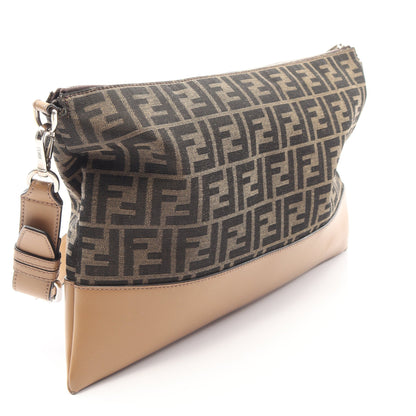 ズッカ ショルダーバッグ キャンバス レザー ブラウン ベージュ フェンディ バッグ FENDI