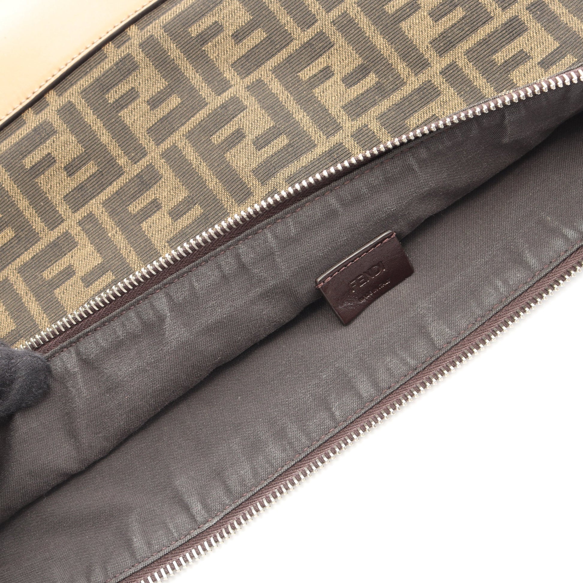 ズッカ ショルダーバッグ キャンバス レザー ブラウン ベージュ フェンディ バッグ FENDI