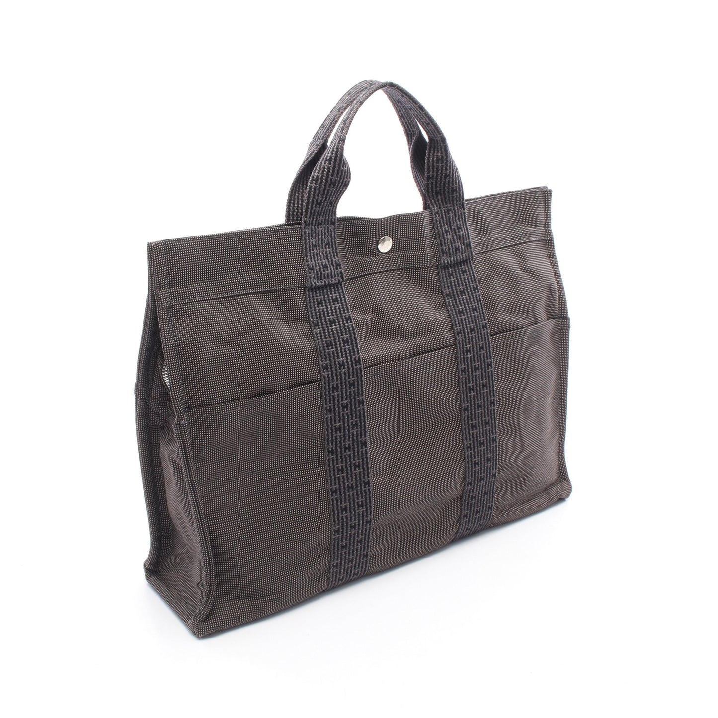 エールラインMM ハンドバッグ トートバッグ キャンバス ダークグレー シルバー金具 エルメス バッグ HERMES