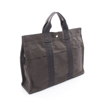 エールラインMM ハンドバッグ トートバッグ キャンバス ダークグレー シルバー金具 エルメス バッグ HERMES