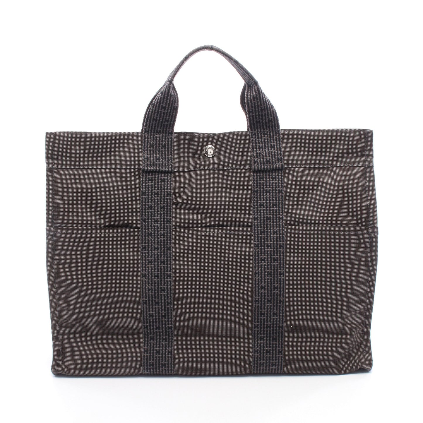 エールラインMM ハンドバッグ トートバッグ キャンバス ダークグレー シルバー金具 エルメス バッグ HERMES
