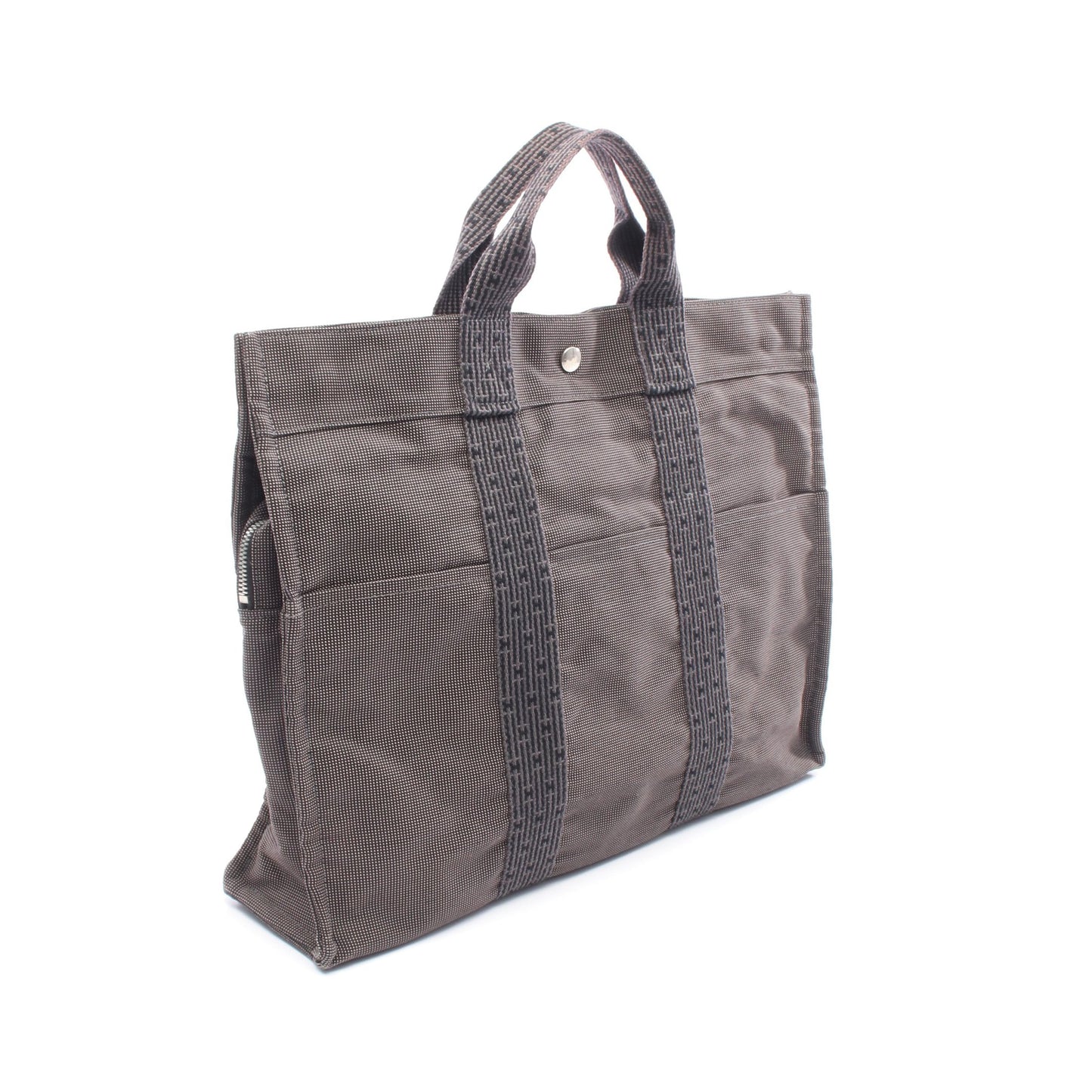 エールラインMM ハンドバッグ トートバッグ キャンバス ダークグレー シルバー金具 エルメス バッグ HERMES