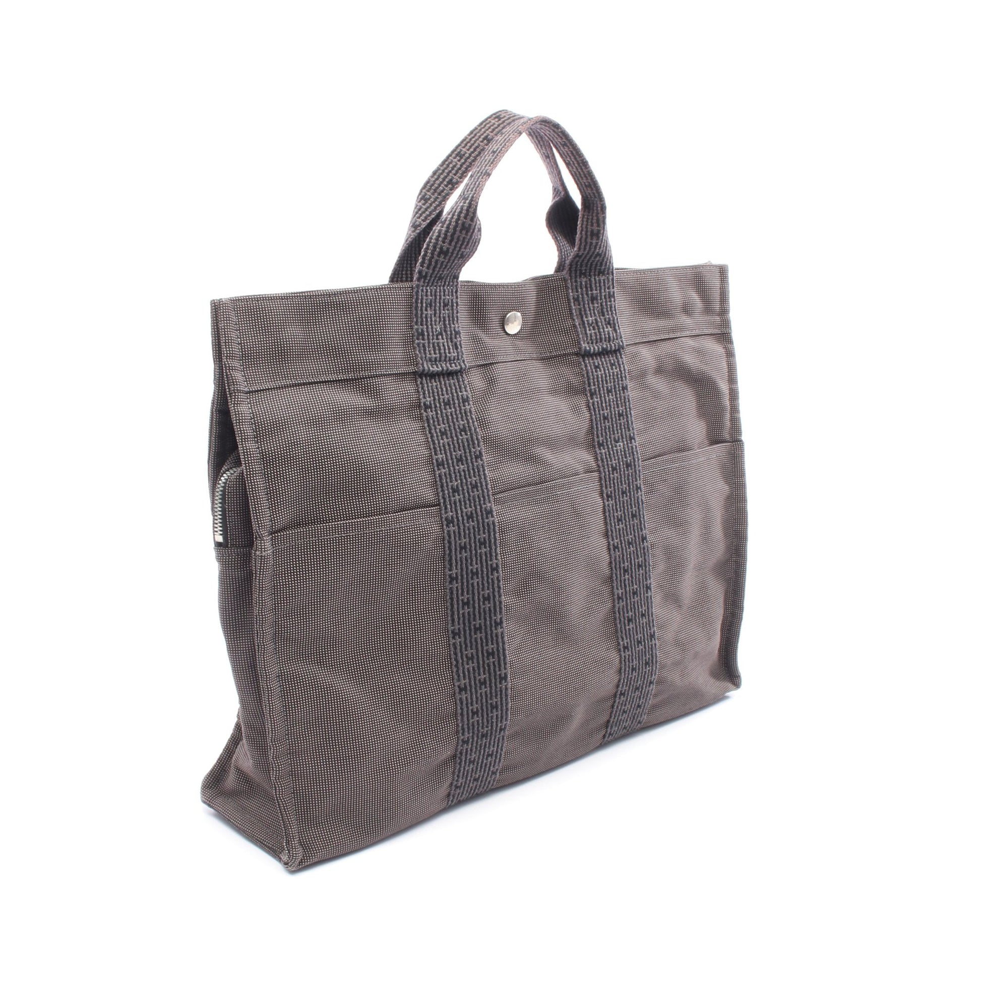 エールラインMM ハンドバッグ トートバッグ キャンバス ダークグレー シルバー金具 エルメス バッグ HERMES