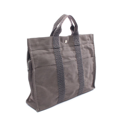 エールラインMM ハンドバッグ トートバッグ キャンバス ダークグレー シルバー金具 エルメス バッグ HERMES