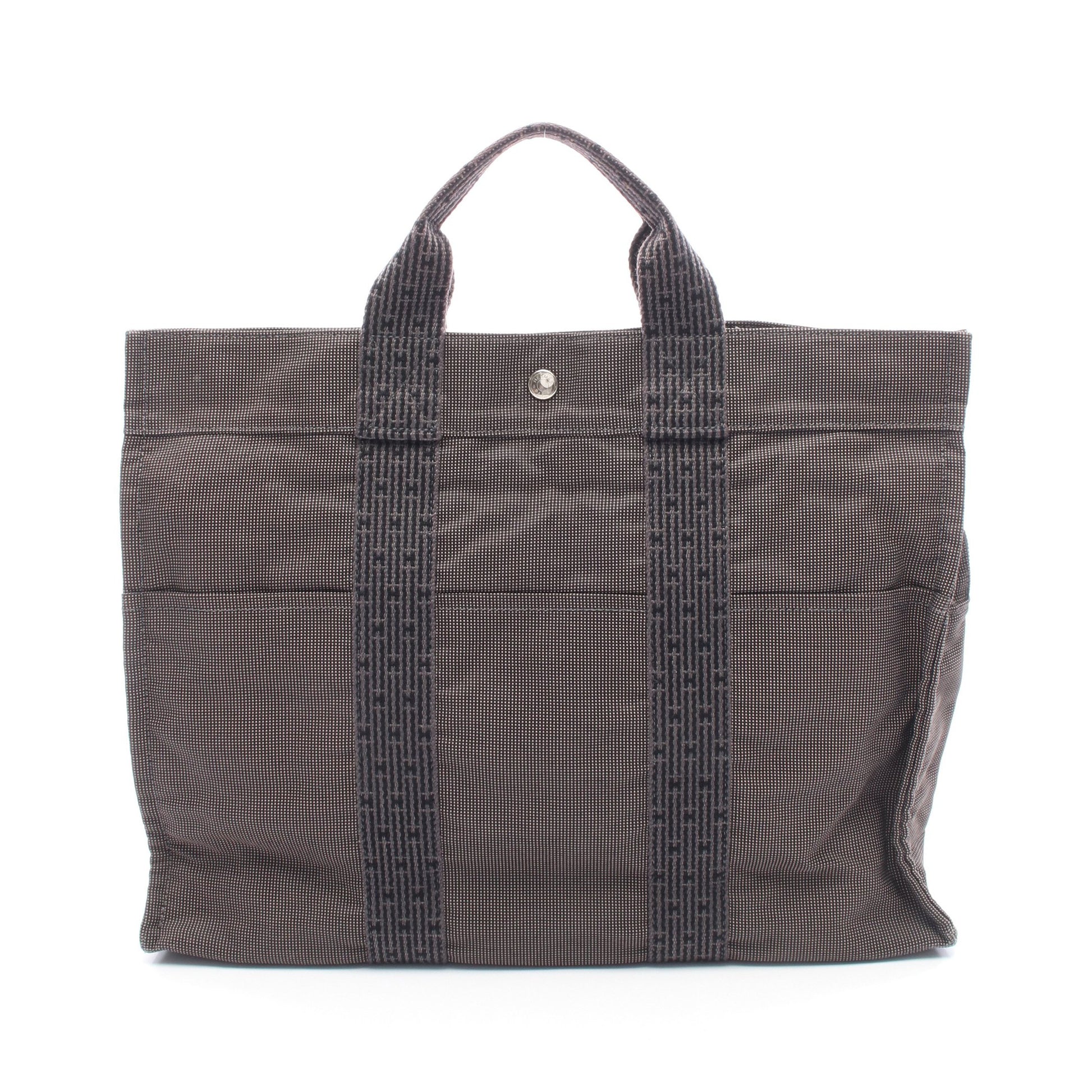 エールラインMM ハンドバッグ トートバッグ キャンバス ダークグレー シルバー金具 エルメス バッグ HERMES