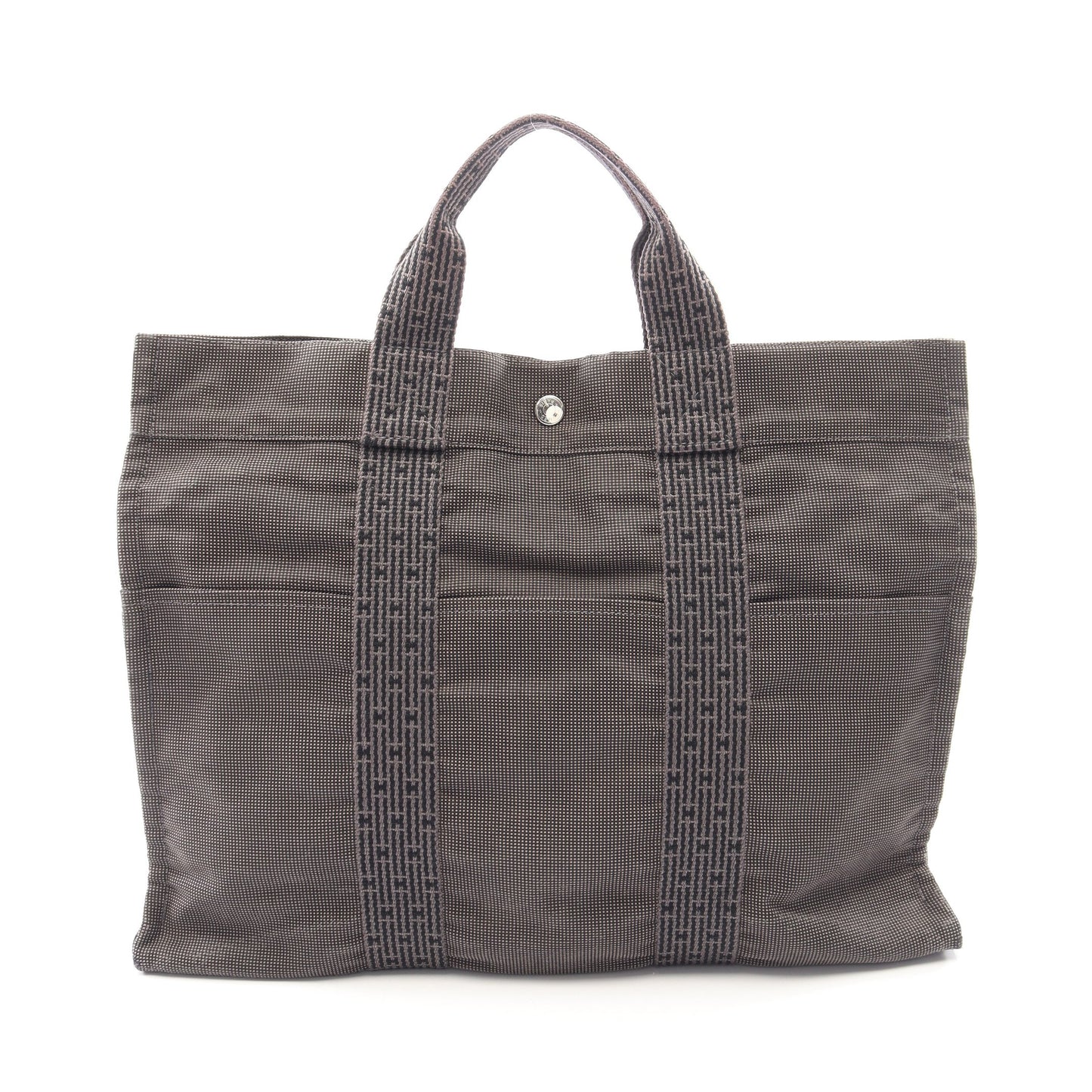 エールラインMM ハンドバッグ トートバッグ ナイロンキャンバス ダークグレー シルバー金具 エルメス バッグ HERMES